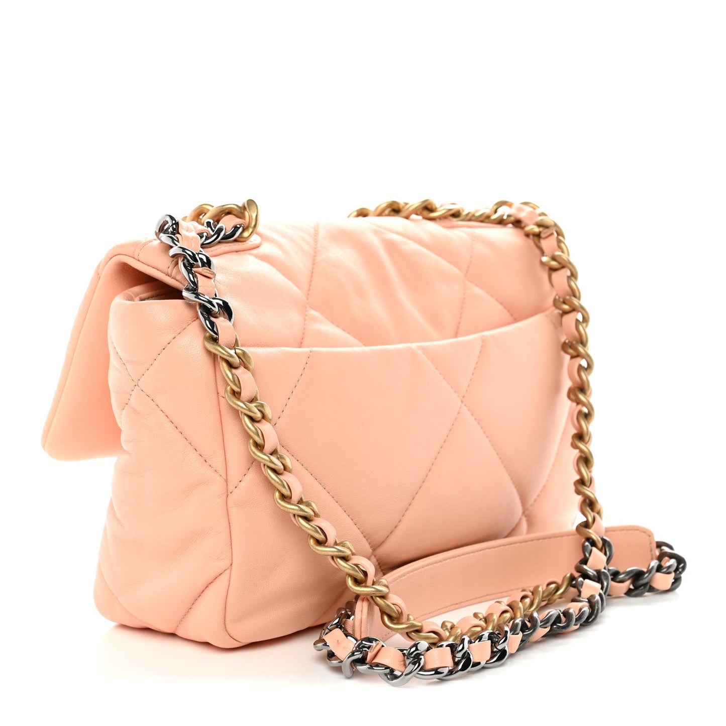 Goatskin Quilted Medium Chanel 19 Flap Light Pink