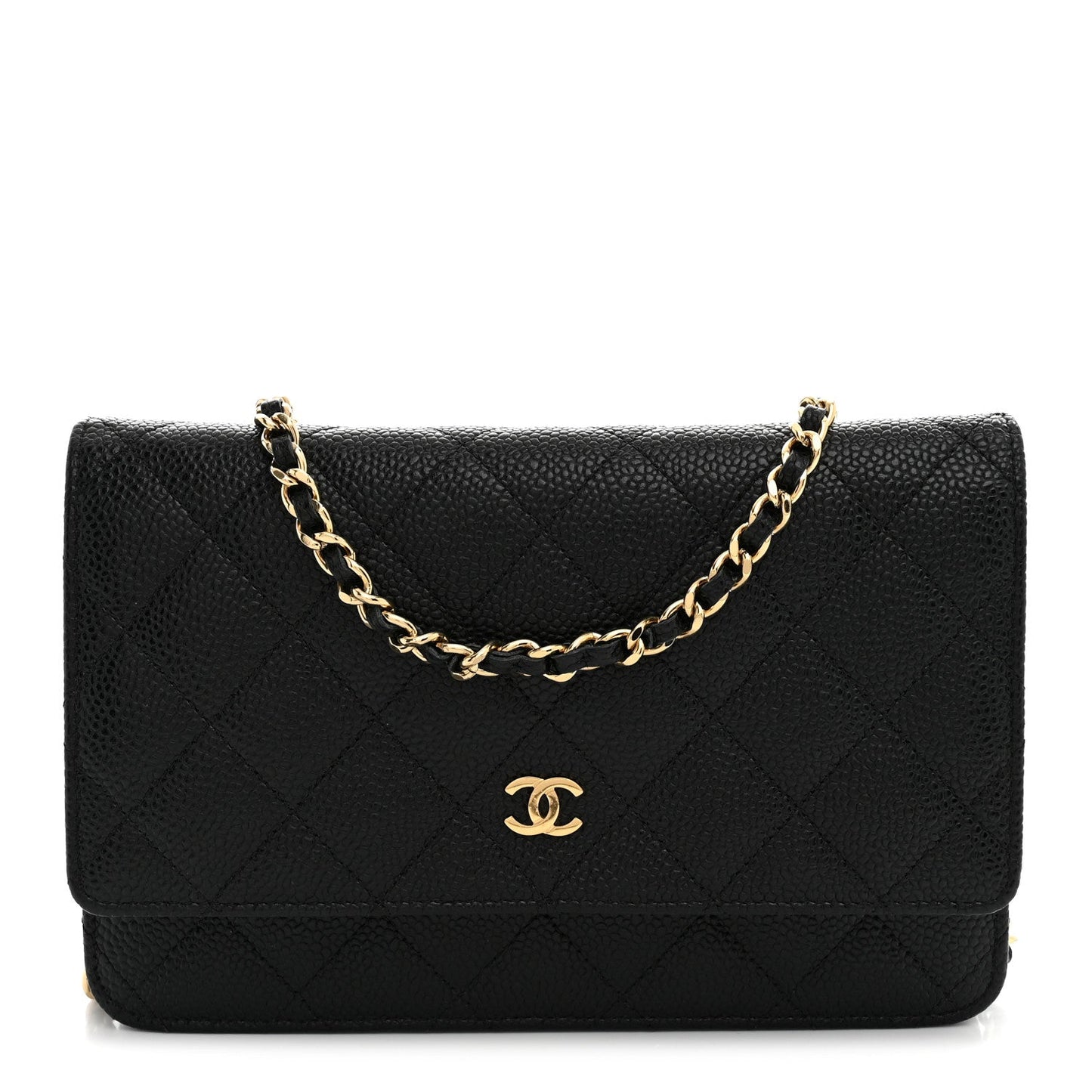 Caviar Quilted Wallet on Chain WOC Black