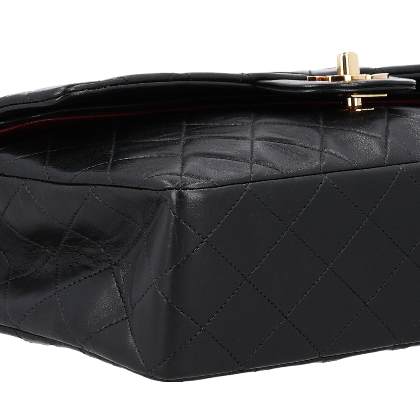 Lambskin Quilted Medium Double Flap Black