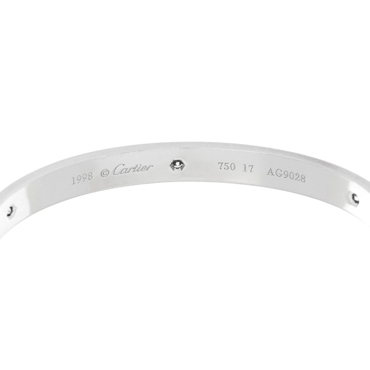 18K White Gold 6 Diamond LOVE Bracelet 17
