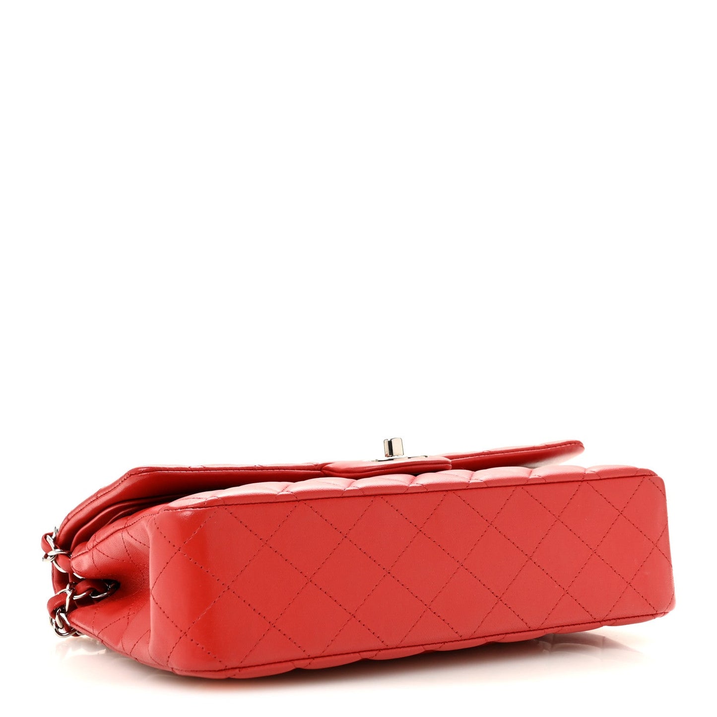 Lambskin Quilted Medium Double Flap Red
