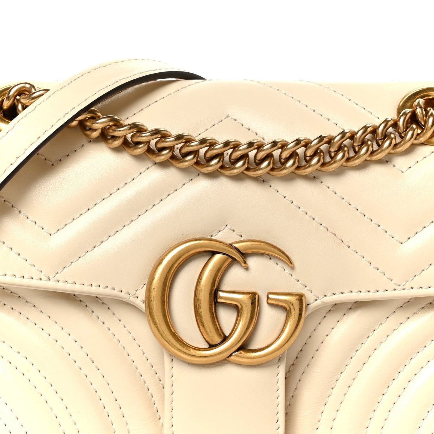 Calfskin Matelasse Mini GG Marmont Shoulder Bag White