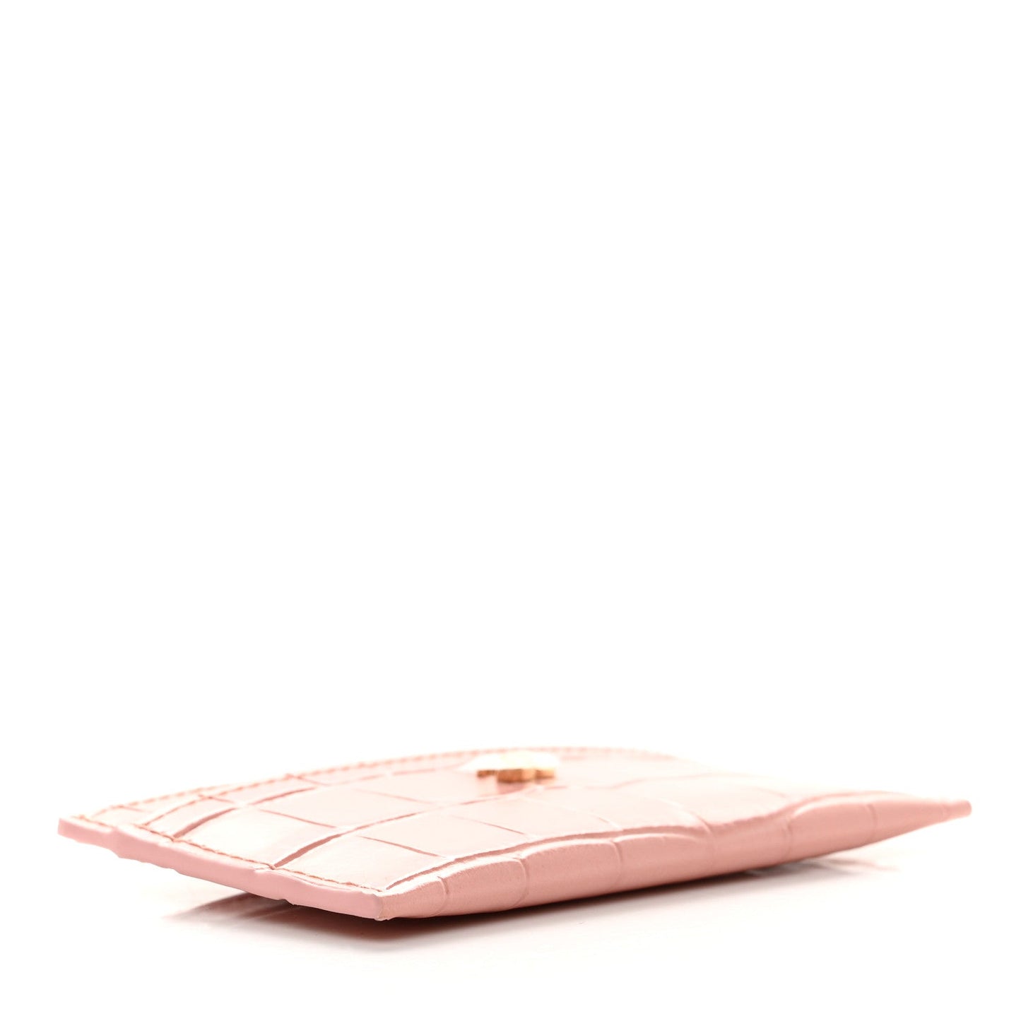 Calfskin Crocodile Embossed Crococo Card Holder Light Pink