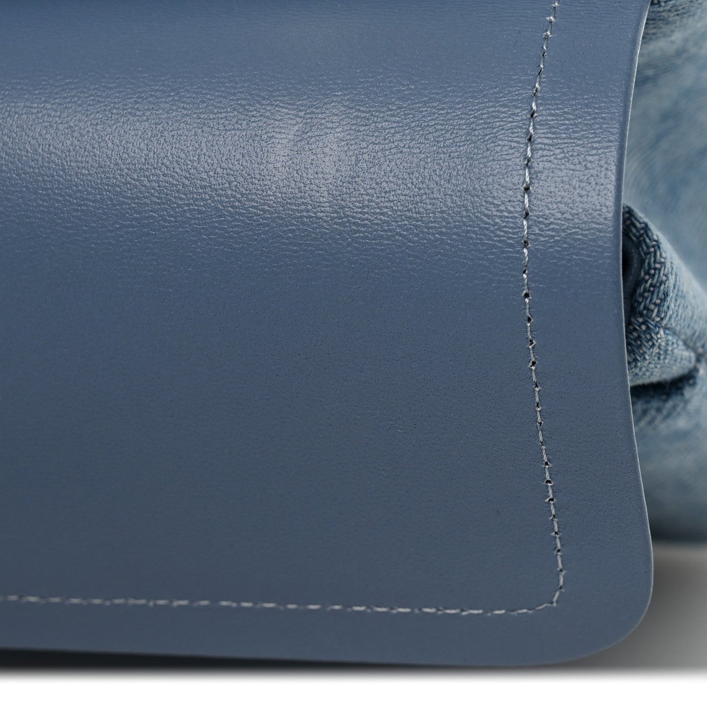 Printed Denim Quilted Small Double Flap Light Blue