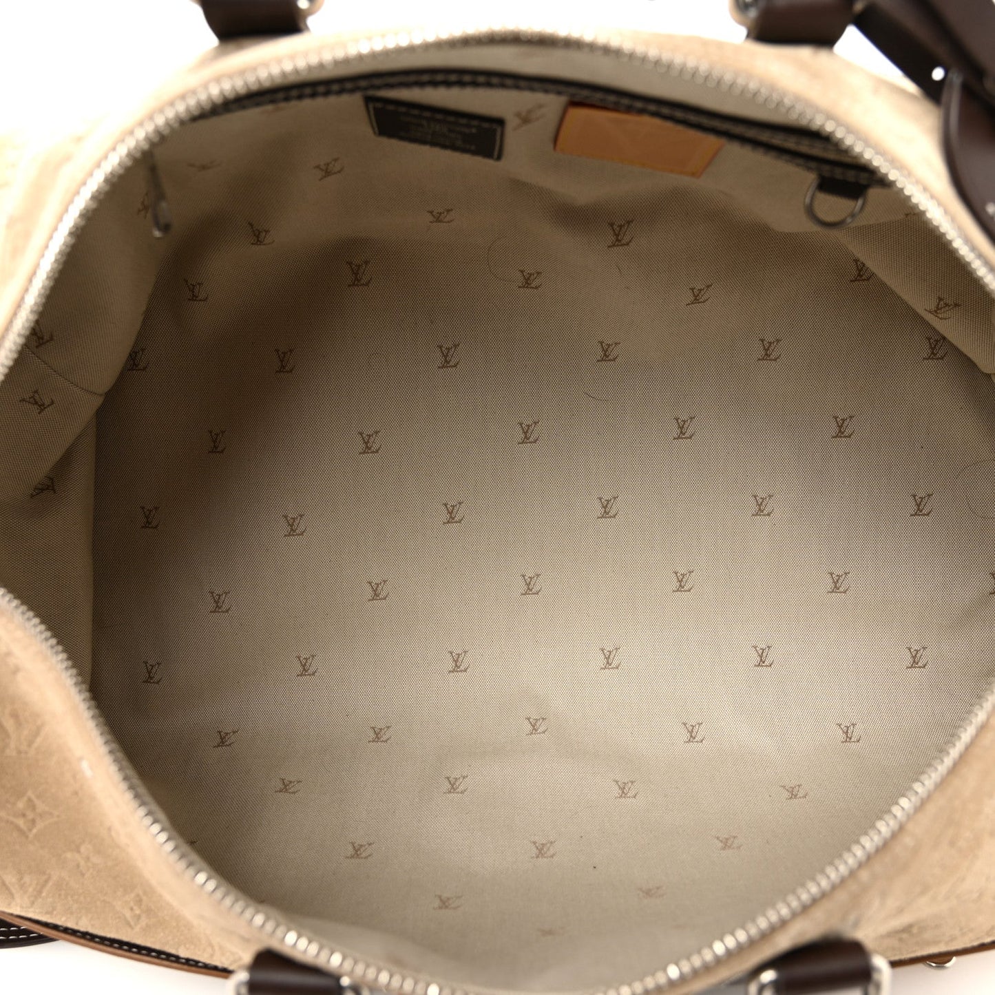 X NIGO Suede Monogram Keepall Bandouliere 50 Tan