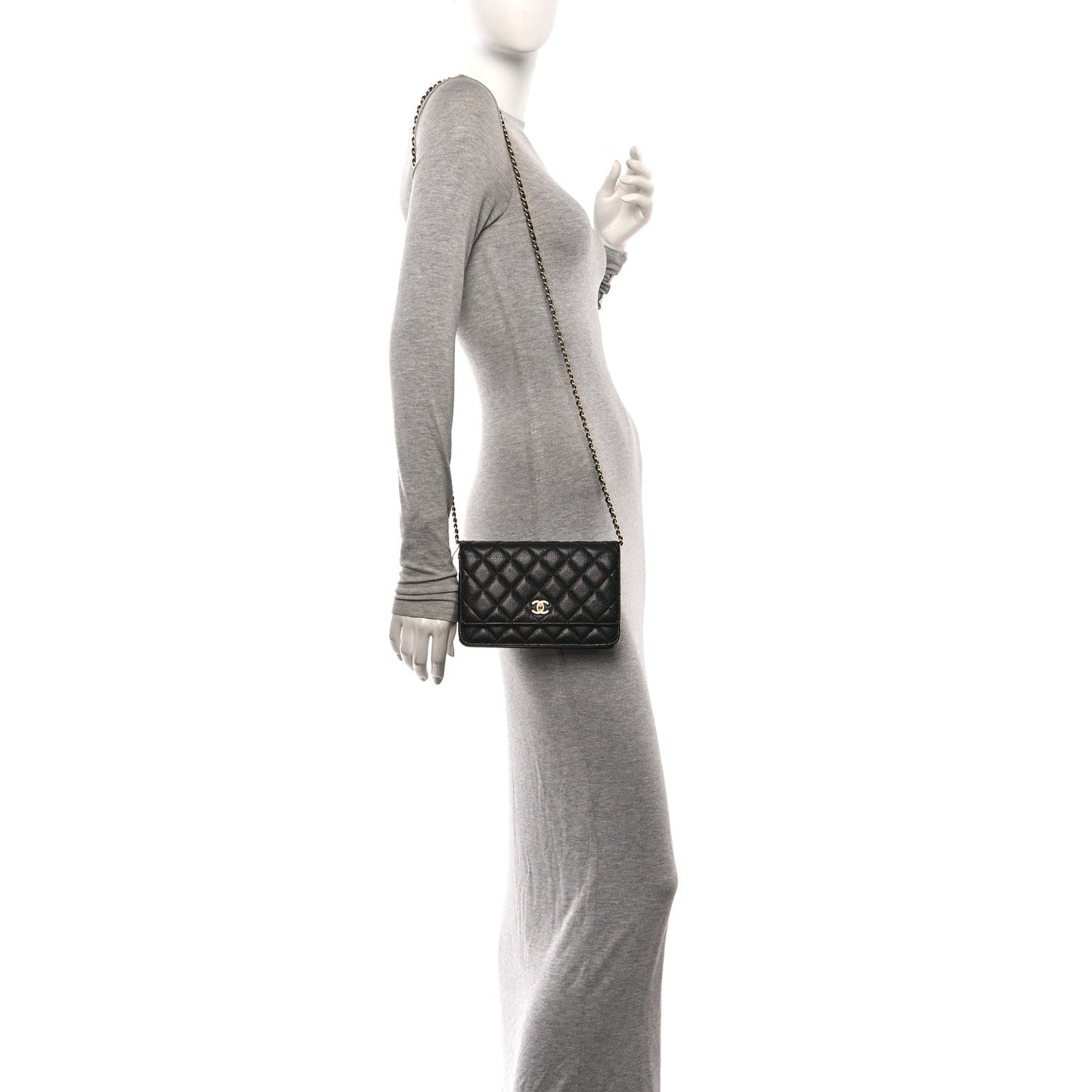 Caviar Quilted CC Turnlock Wallet On Chain WOC Black