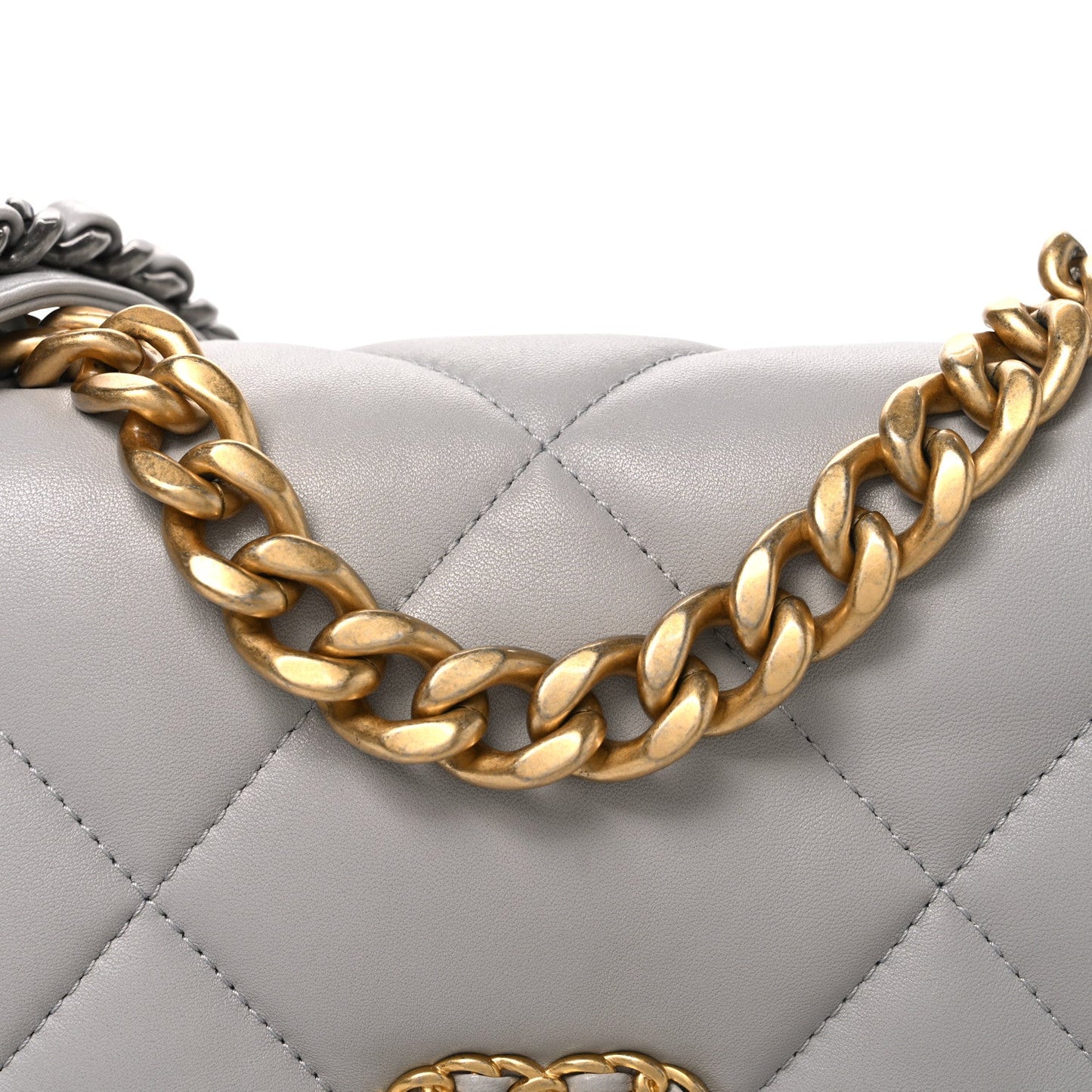 Goatskin Quilted Medium Chanel 19 Flap Grey