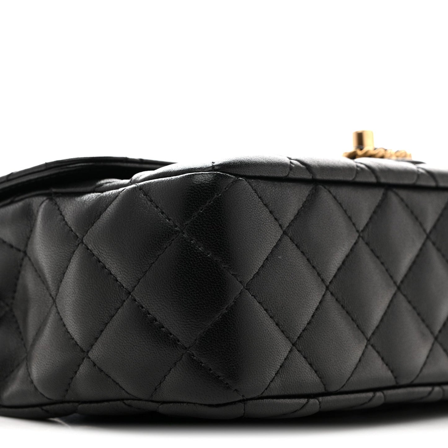 Lambskin Quilted Small Strass On Top Flap Bag Black