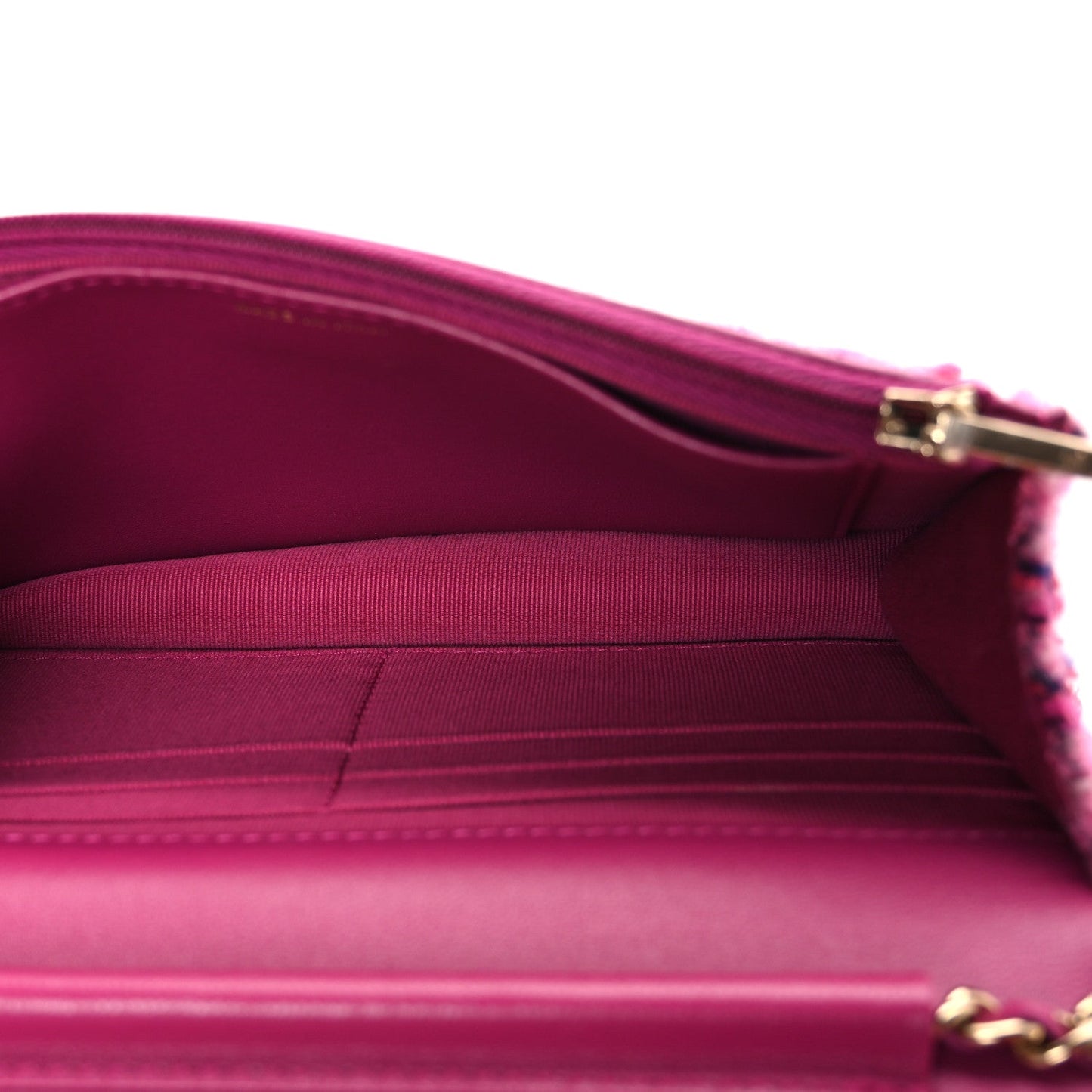 Tweed Quilted Wallet On Chain WOC Fuchsia Purple
