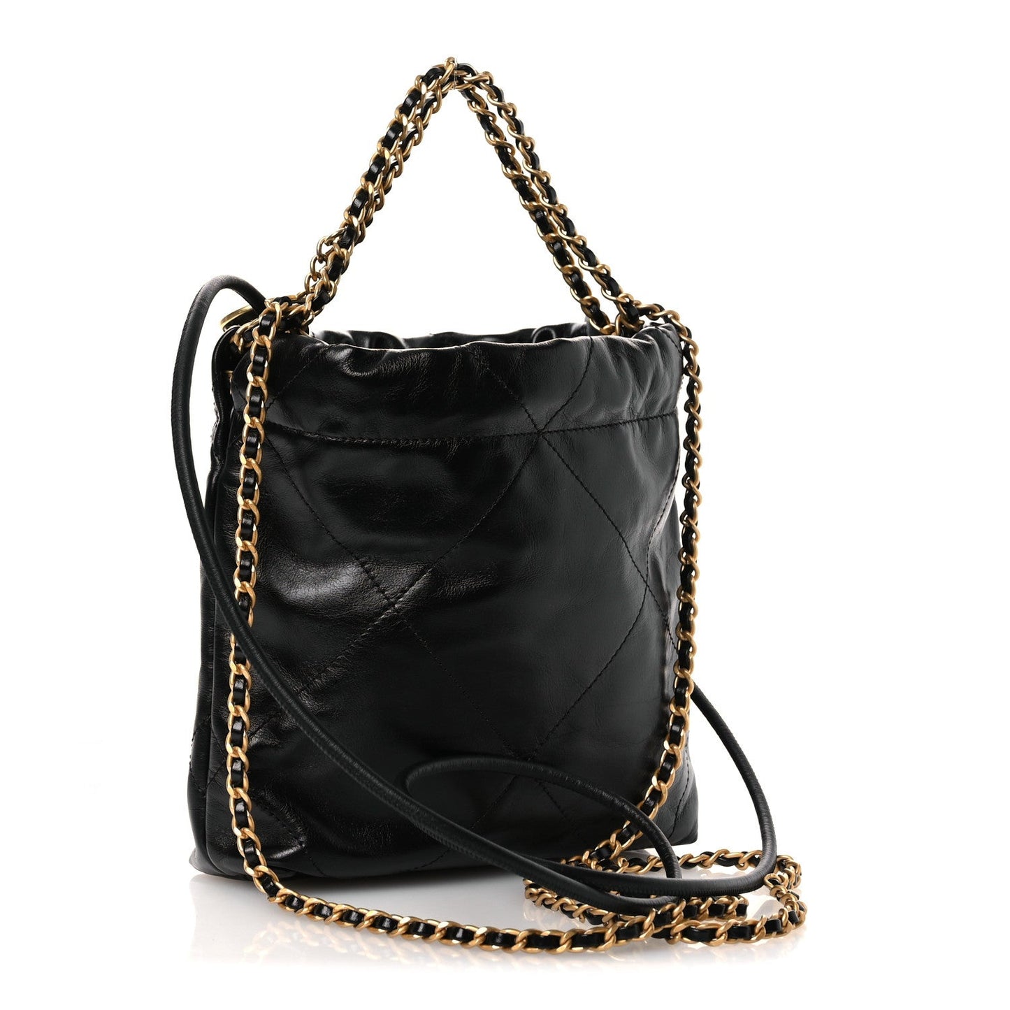 Shiny Calfskin Quilted Mini Chanel 22 Black