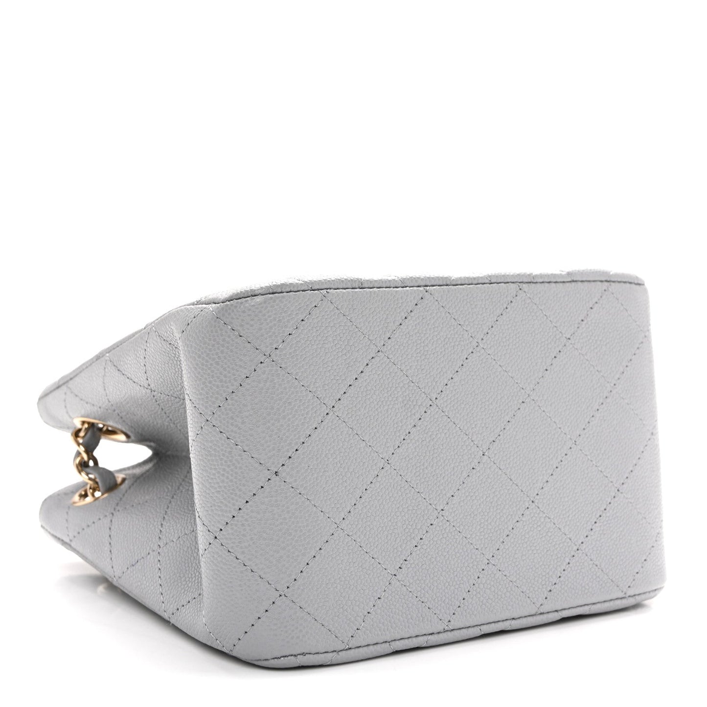 Caviar Quilted Mini Bucket Bag Grey