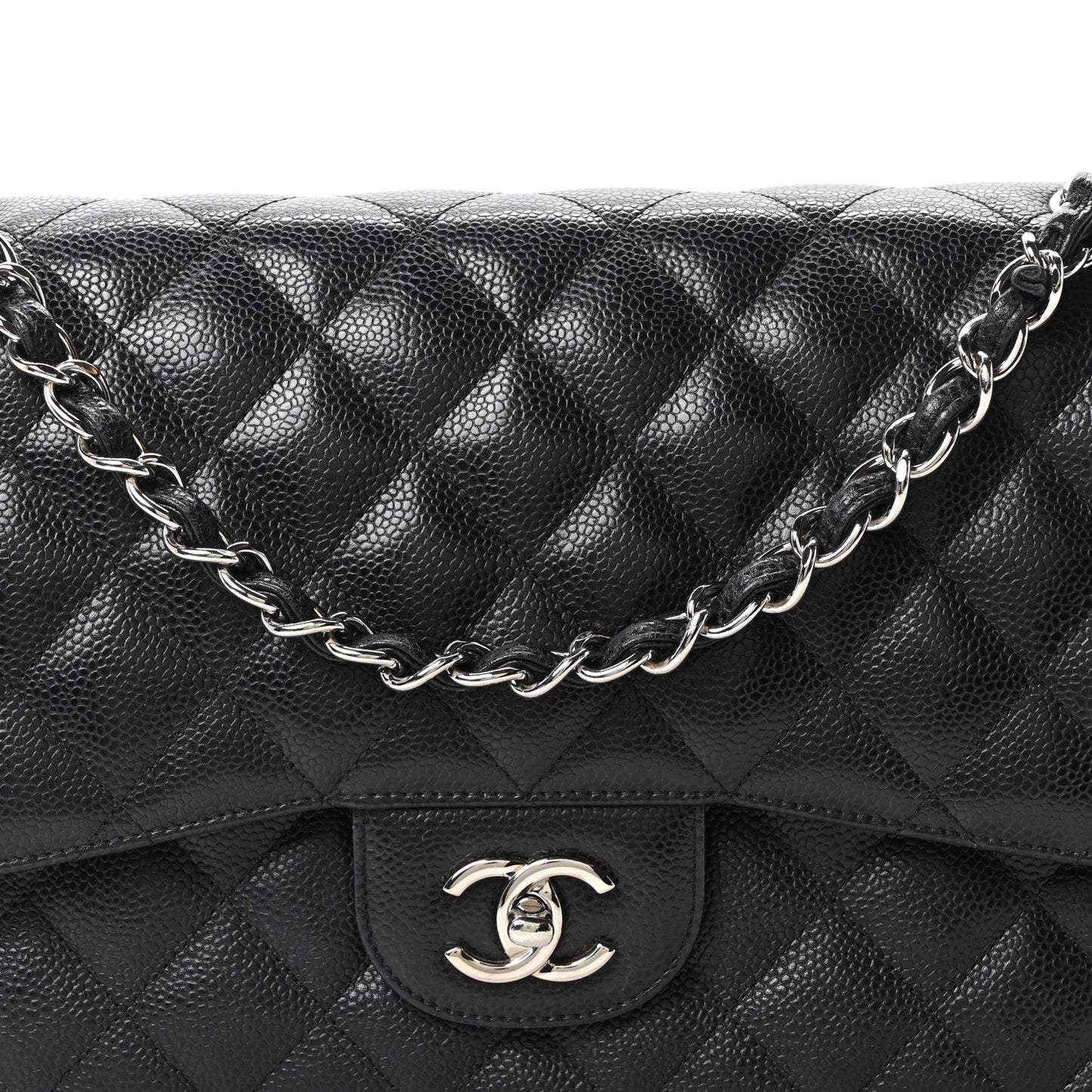 Caviar Quilted Jumbo Double Flap Black