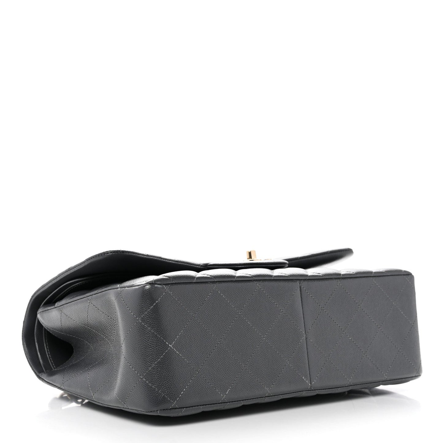 Caviar Quilted Jumbo Double Flap Dark Grey
