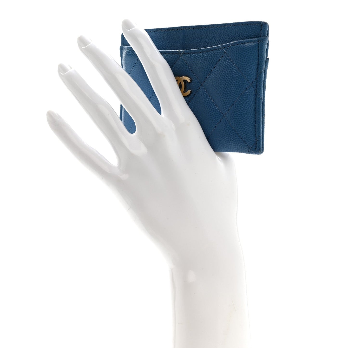 Caviar Quilted Card Holder Blue