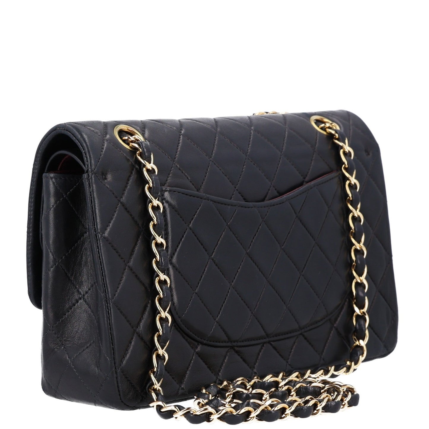 Lambskin Quilted Medium Double Flap Black