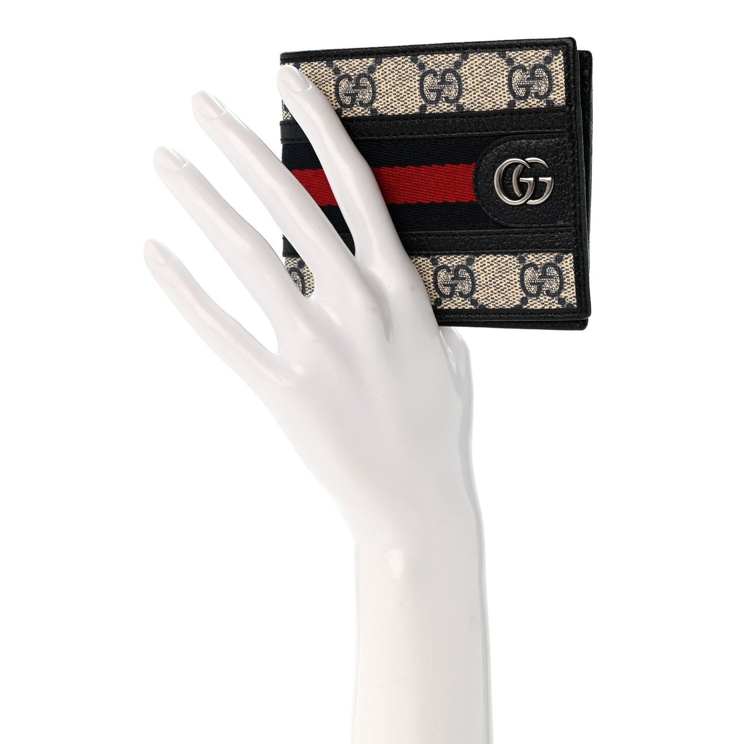 GG Supreme Monogram Web Mens Ophidia Bi-Fold Coin Wallet Beige Blue