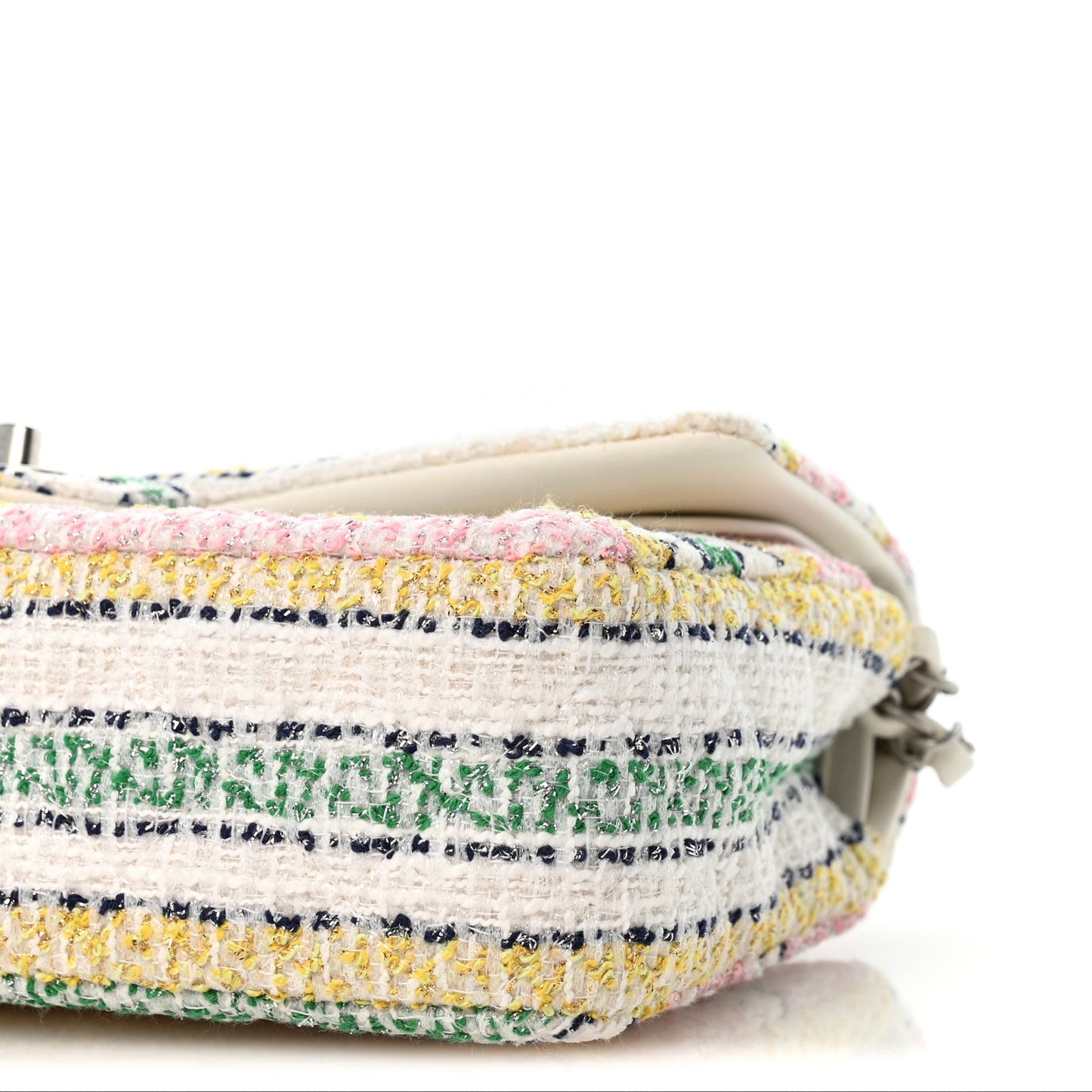 Tweed Quilted Medium Double Flap Yellow White Ochre