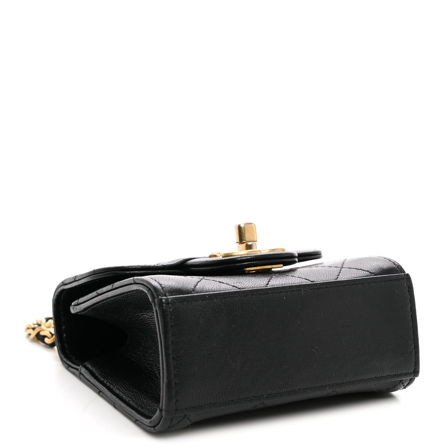 Goatskin Chic Pearls Clutch On Chain Black