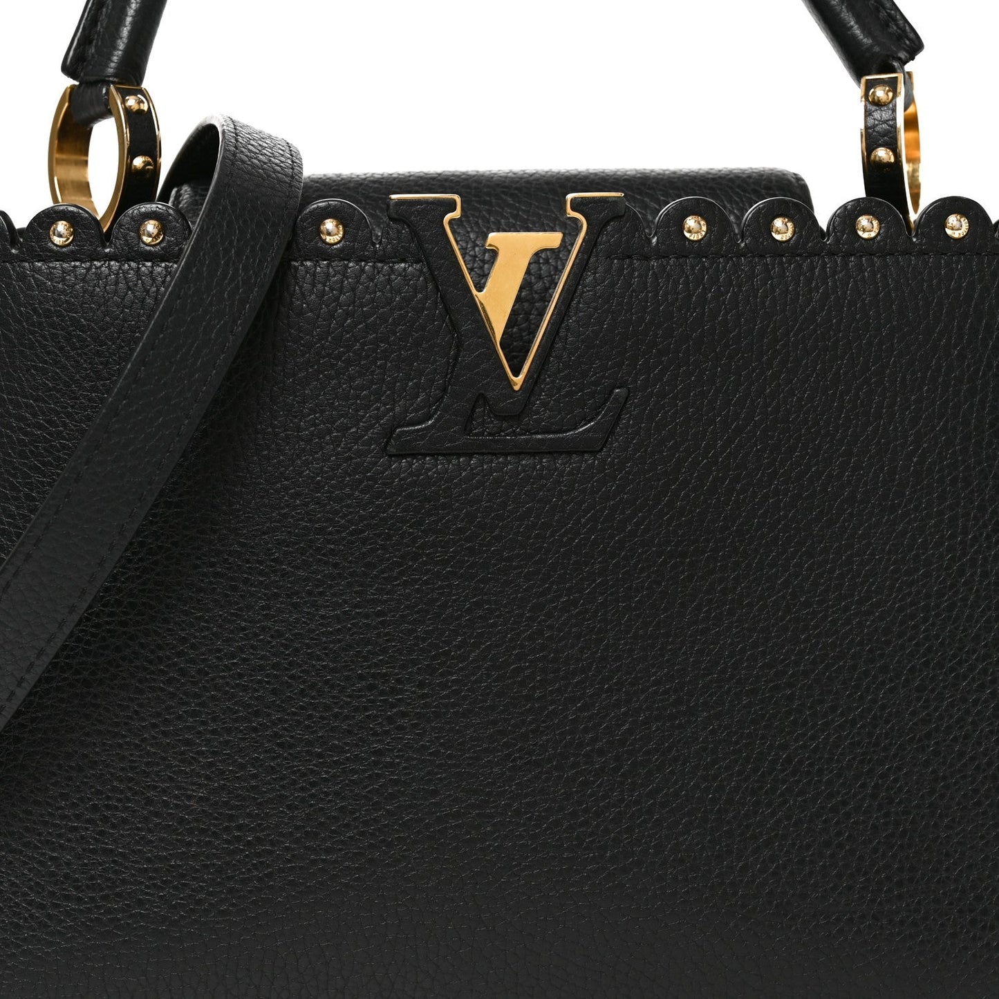 Taurillon Studded Capucines PM Black