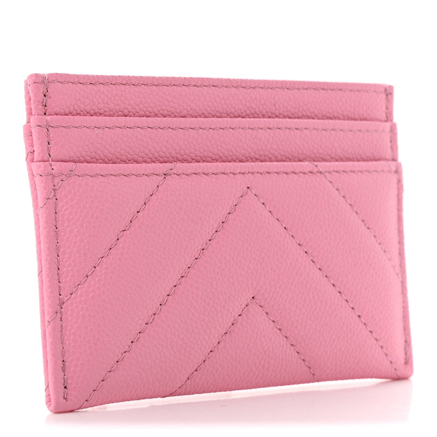 Shiny Caviar Chevron Quilted Card Holder Pink