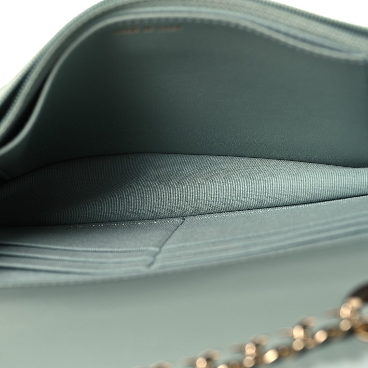 Lambskin Quilted Trendy CC Wallet On Chain WOC Light Blue
