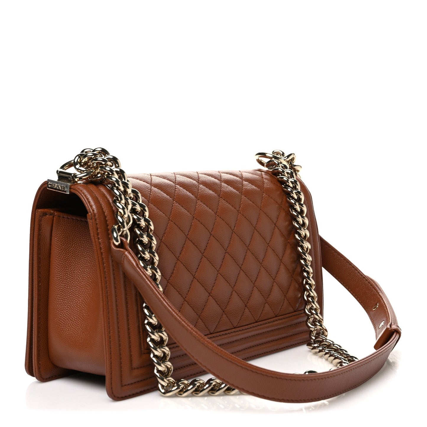 Caviar Quilted Medium Boy Flap Brown