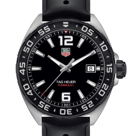 Tag Heuer Formula 1 Quartz Black Dial Black Rubber Strap Watch for Men - WAZ1110.FT8023