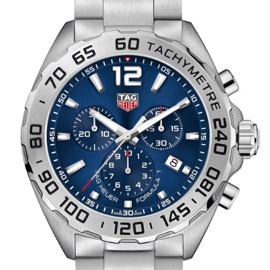 Tag Heuer Formula 1 Chronograph Blue Dial Silver Steel Strap Watch for Men - CAZ101K.BA0842