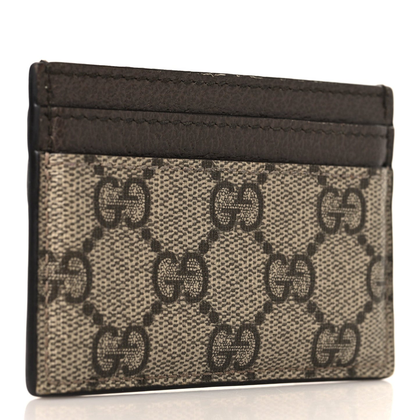 GG Supreme Monogram Textured Dollar Calfskin Ophidia Card Holder Beige Ebony New Acero