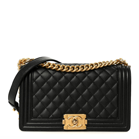 Caviar Quilted Medium Boy Flap Black