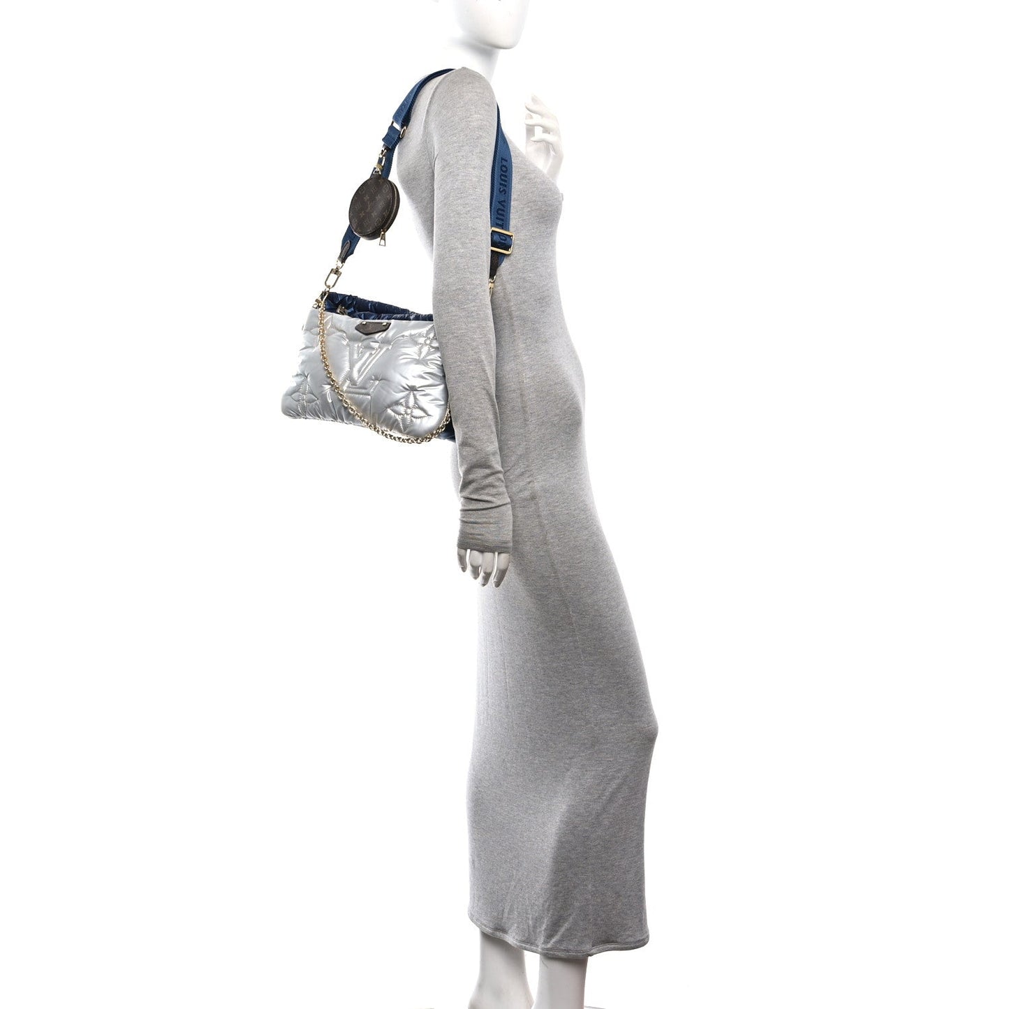 Econyl Monogram Pillow Maxi Multi Pochette Accessories Navy Silver