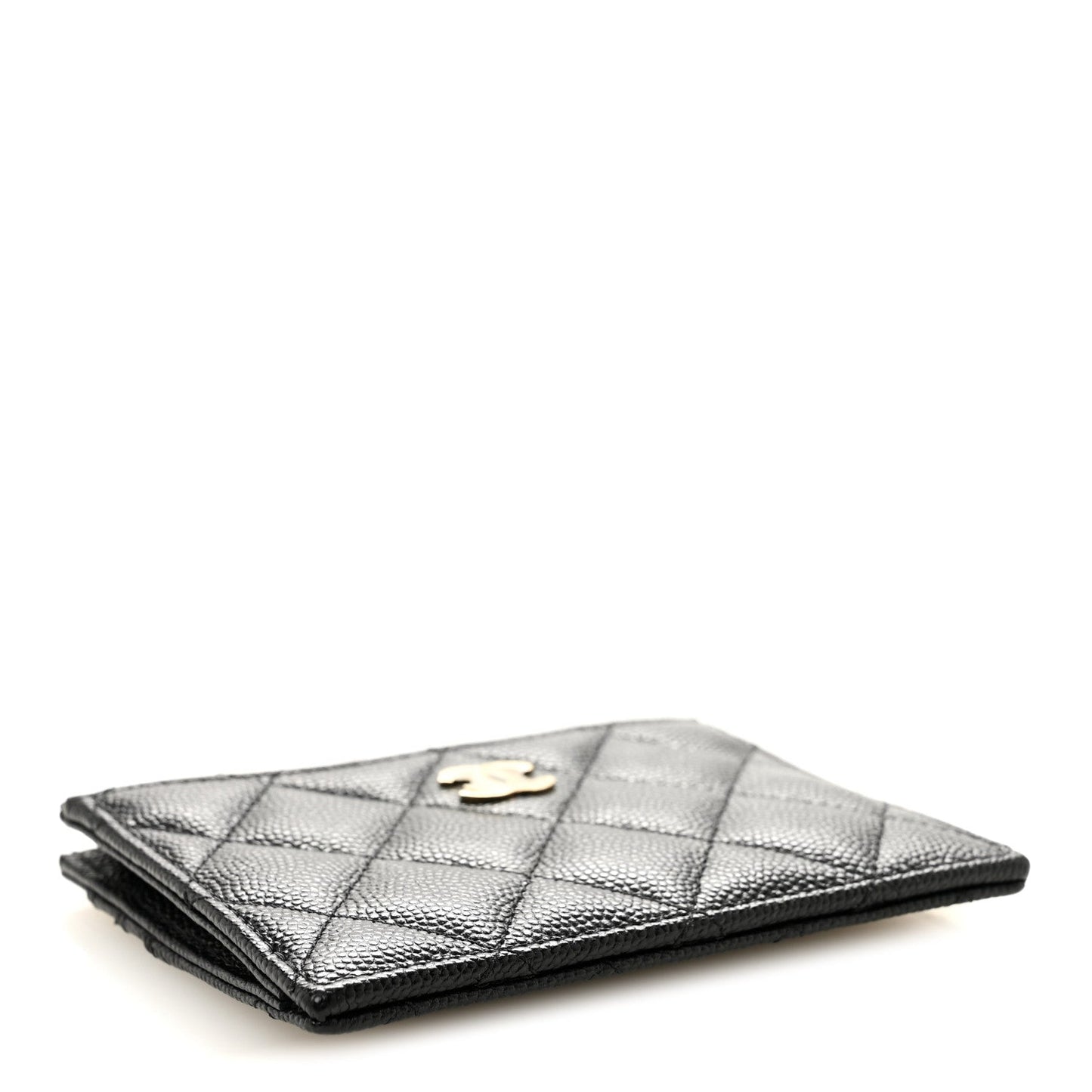 Caviar Quilted CC Zip Card Holder Black