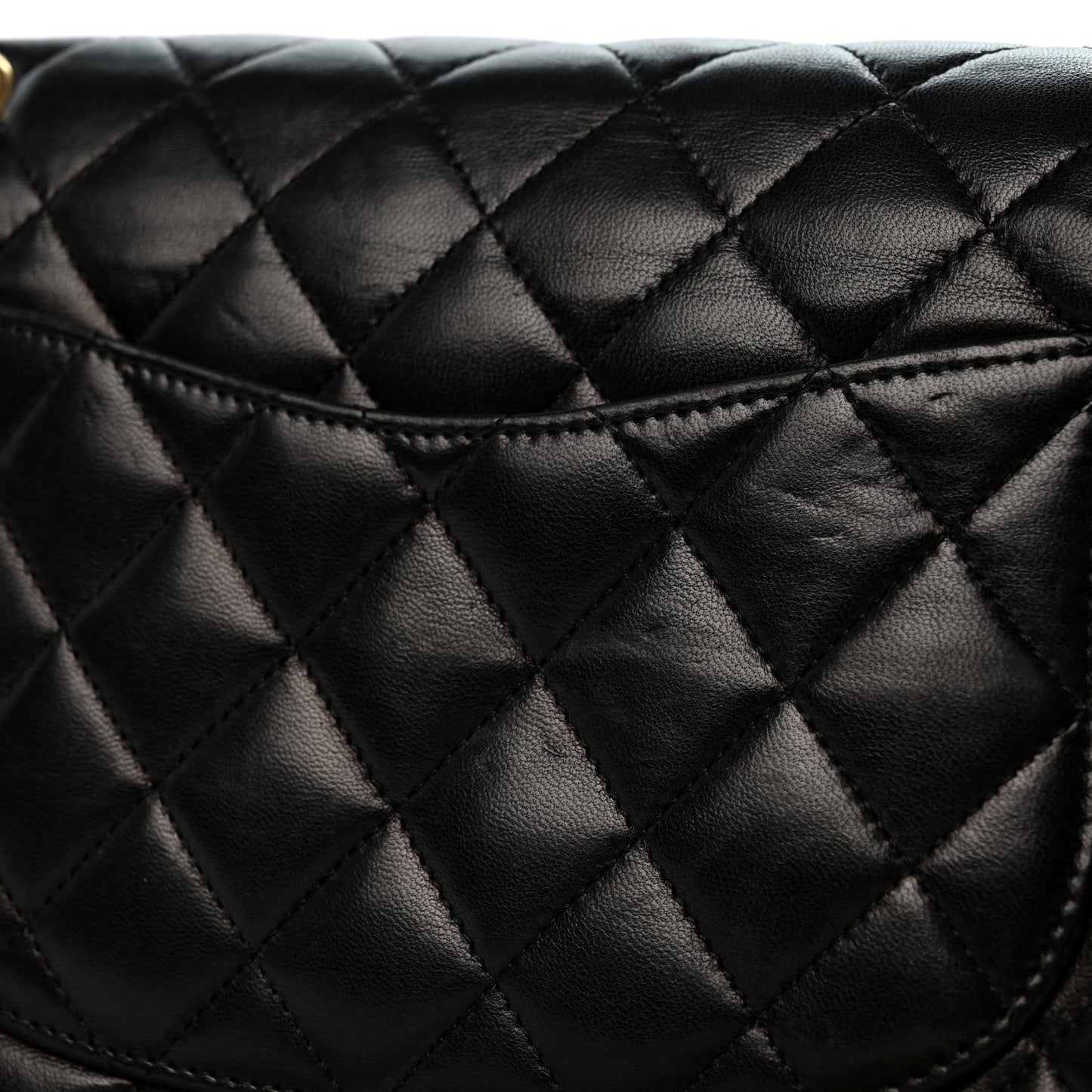 Lambskin Quilted Medium Double Flap Black