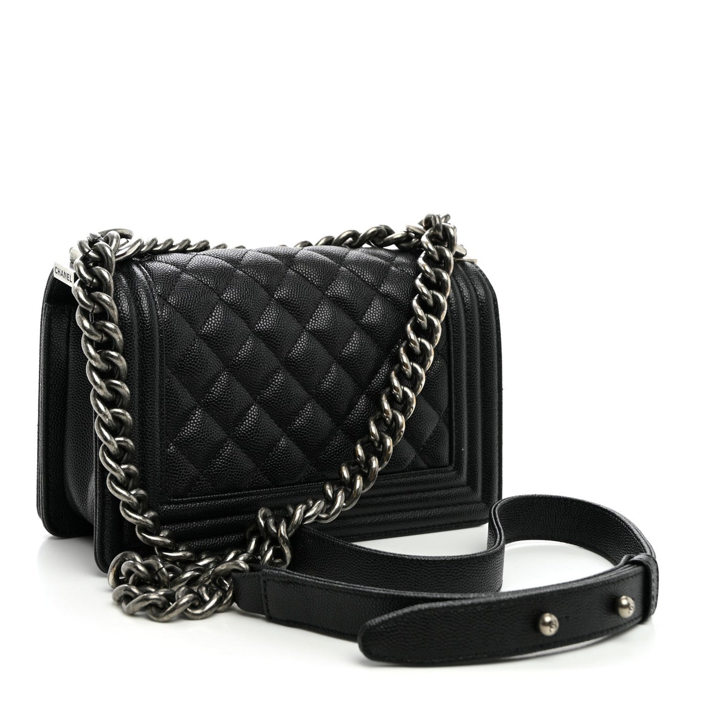 Caviar Quilted Small Boy Flap Black