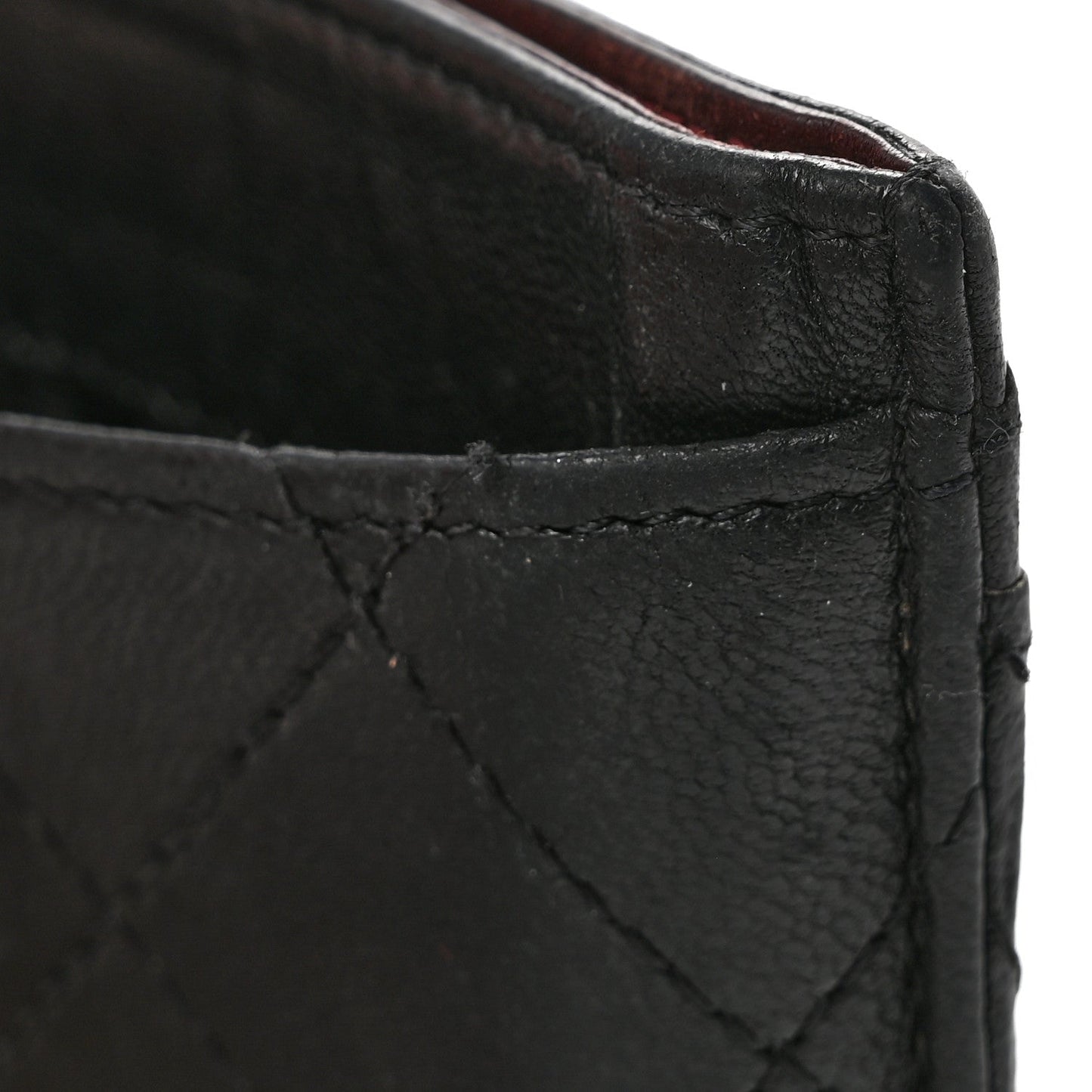 Lambskin Quilted Card Holder Black