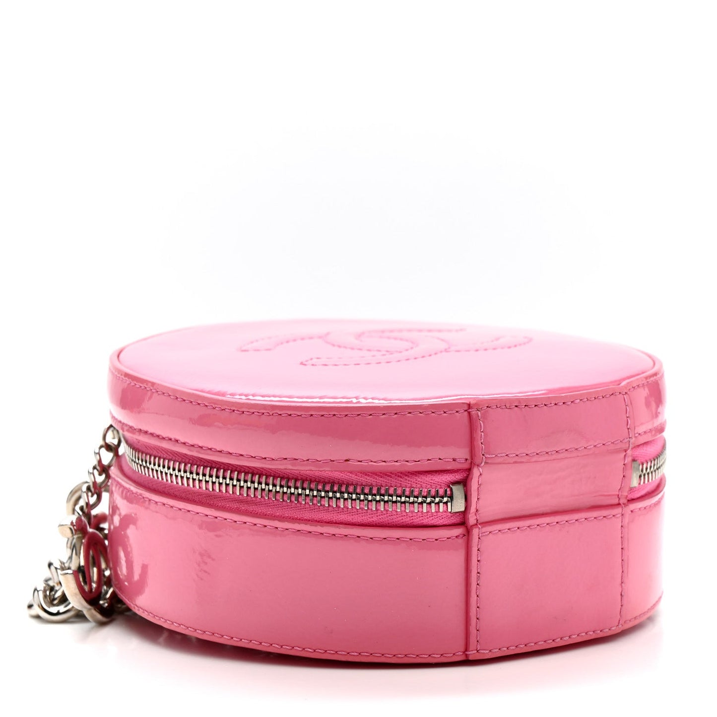 Patent Round As Earth Evening Bag Pink