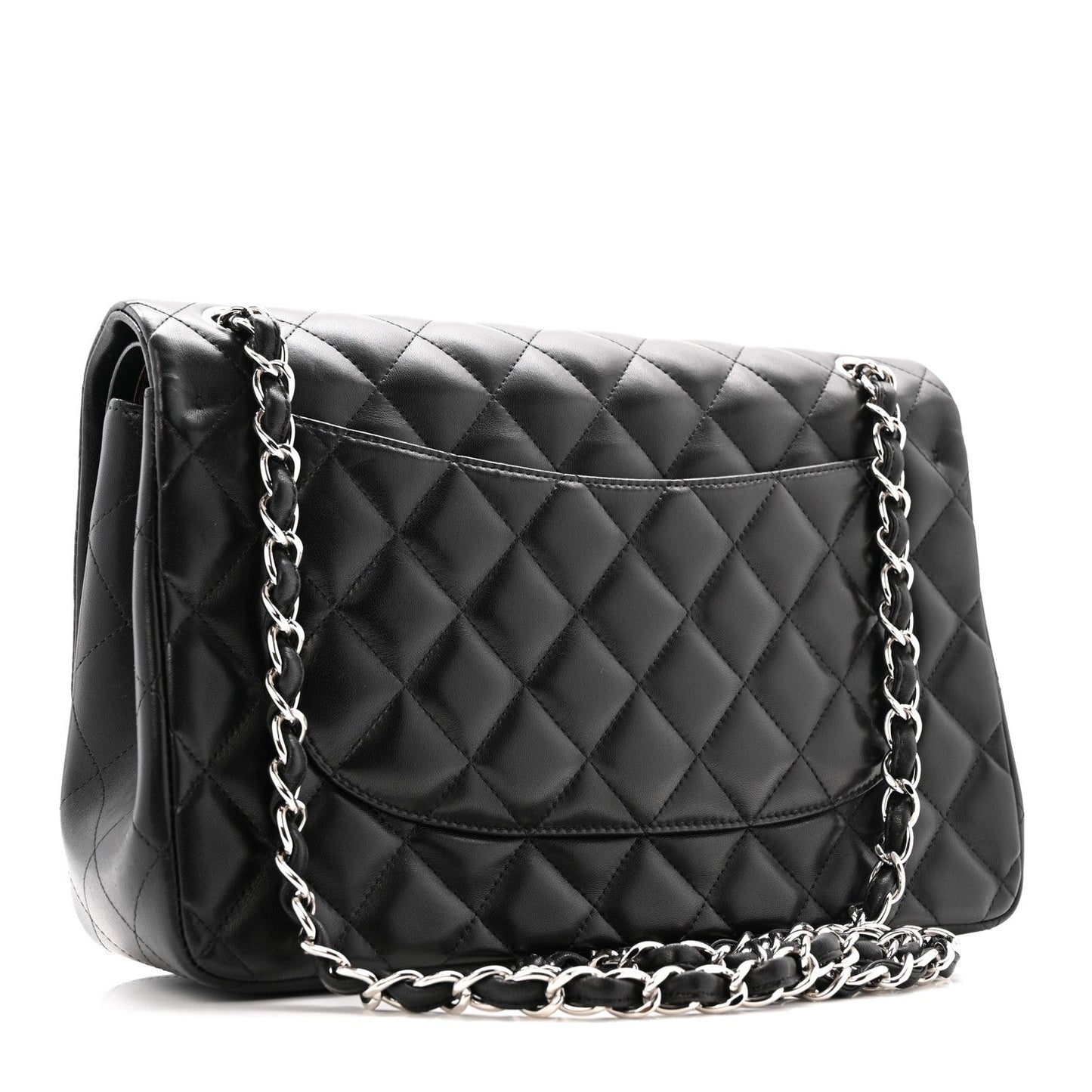 Lambskin Quilted Jumbo Double Flap Black