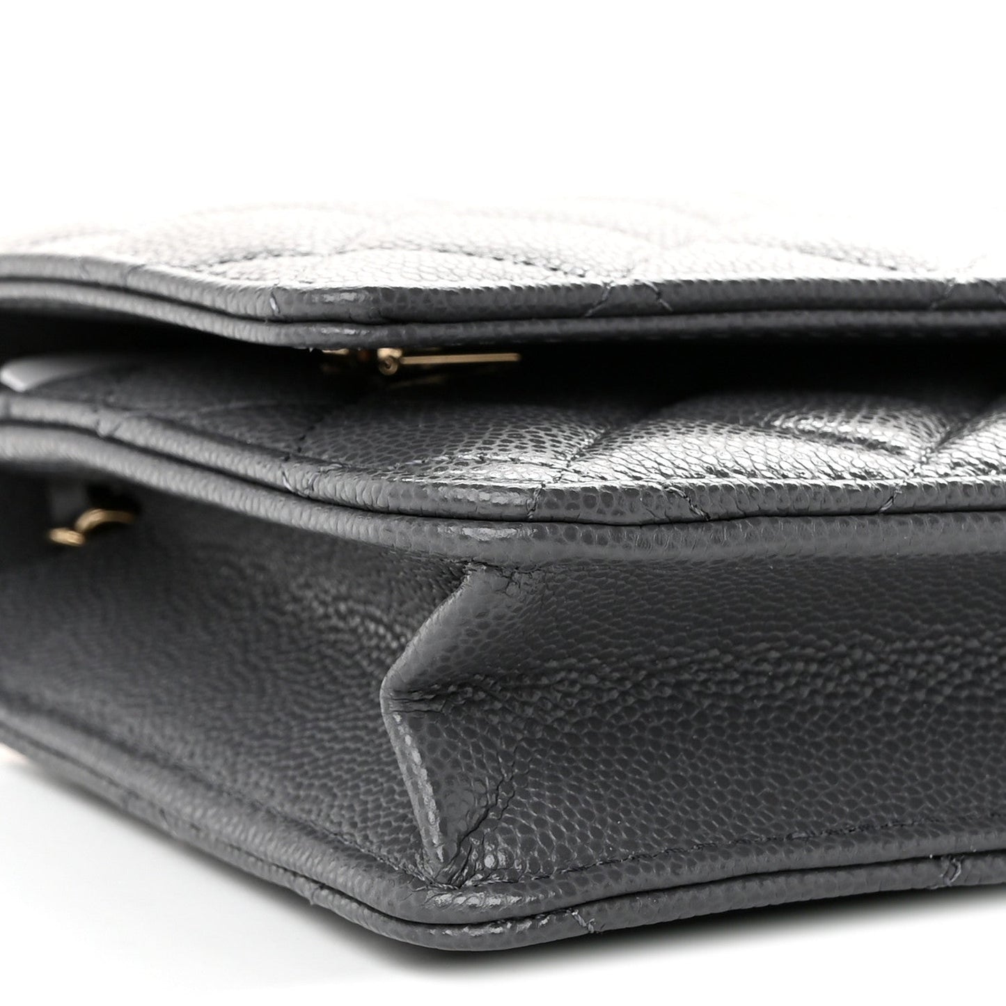 Caviar Quilted Wallet on Chain WOC Grey