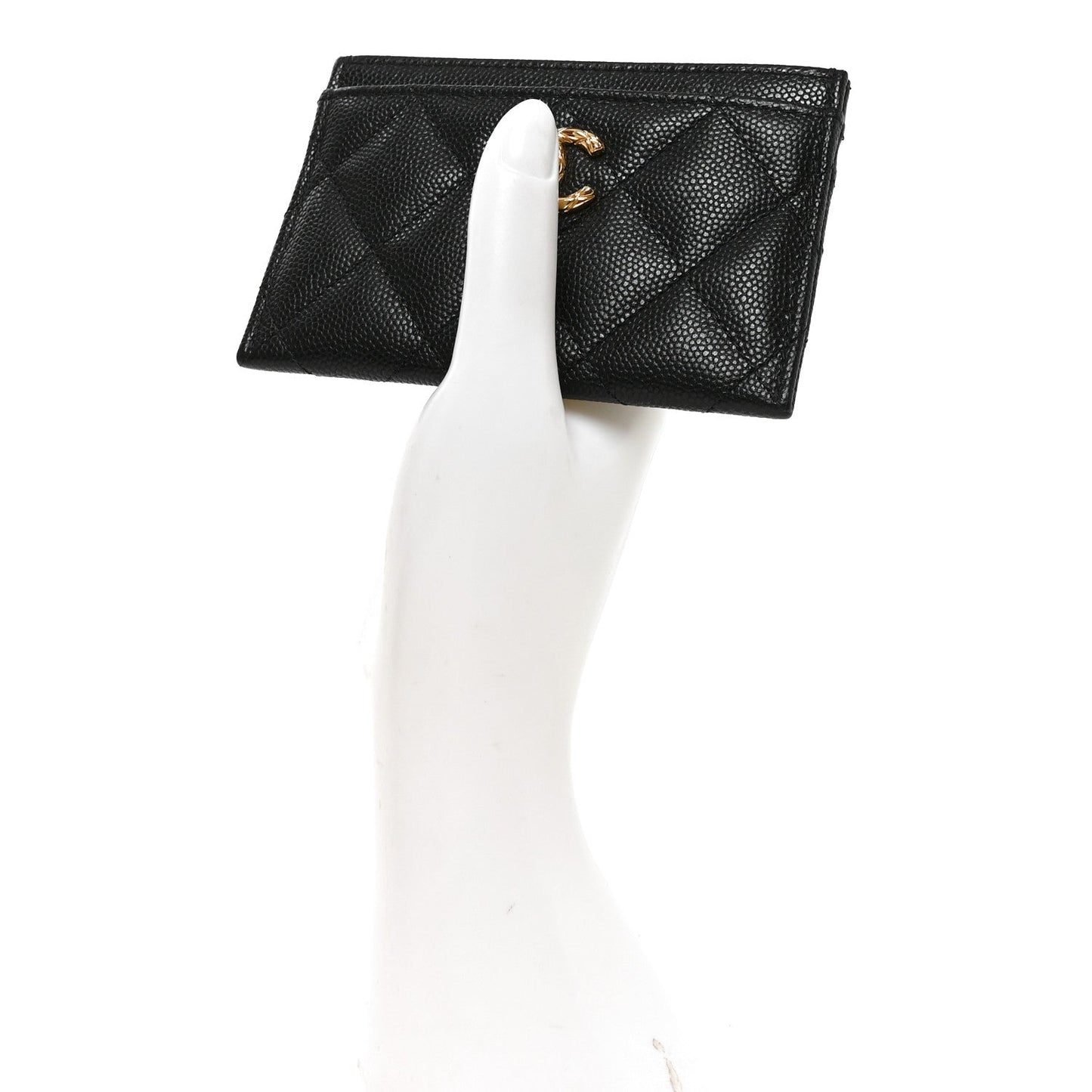 Caviar Quilted CC Card Holder Black