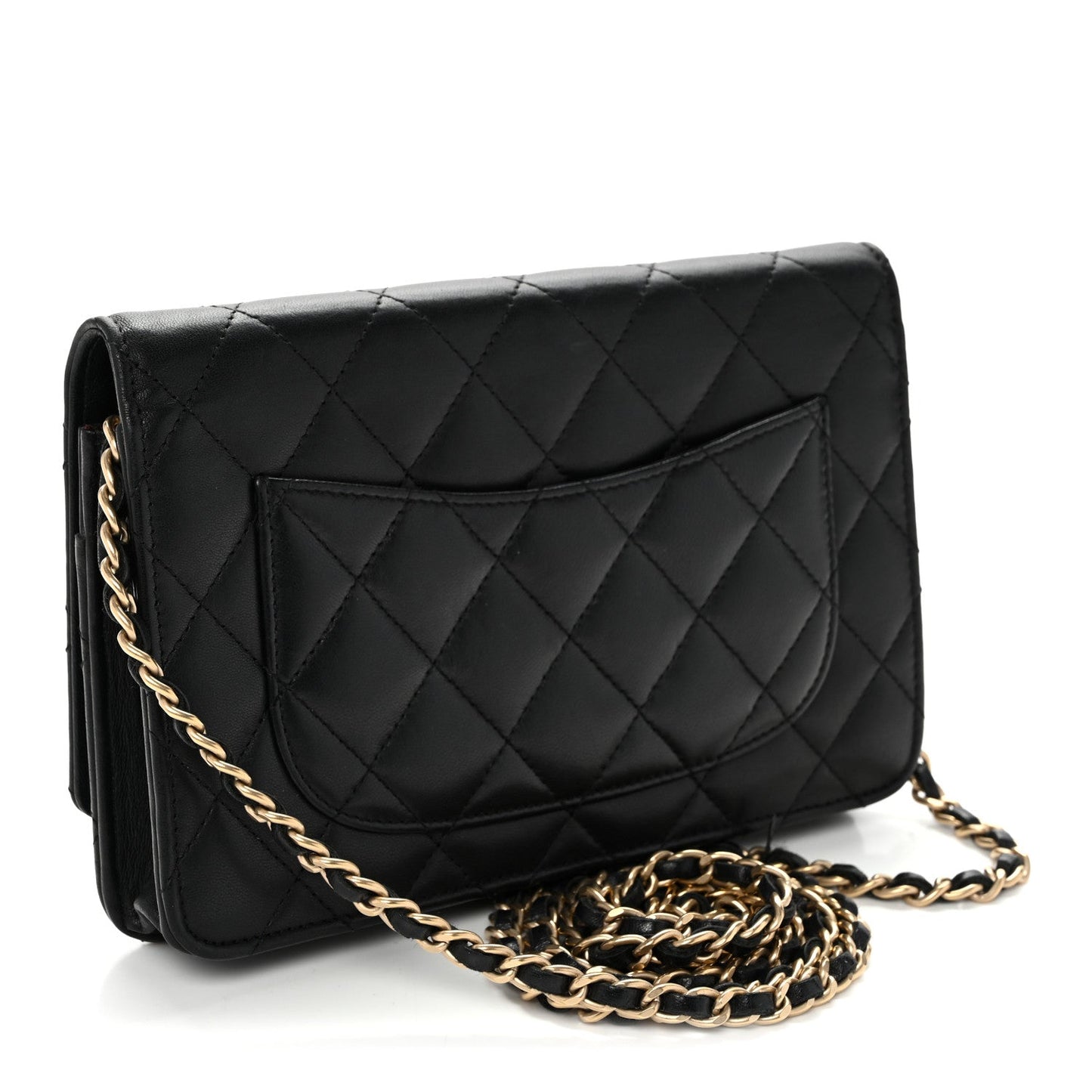 Lambskin Quilted Wallet On Chain WOC Black