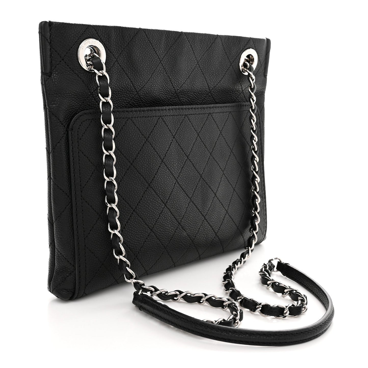 Caviar Stitched Small CC Pocket Shoulder Black