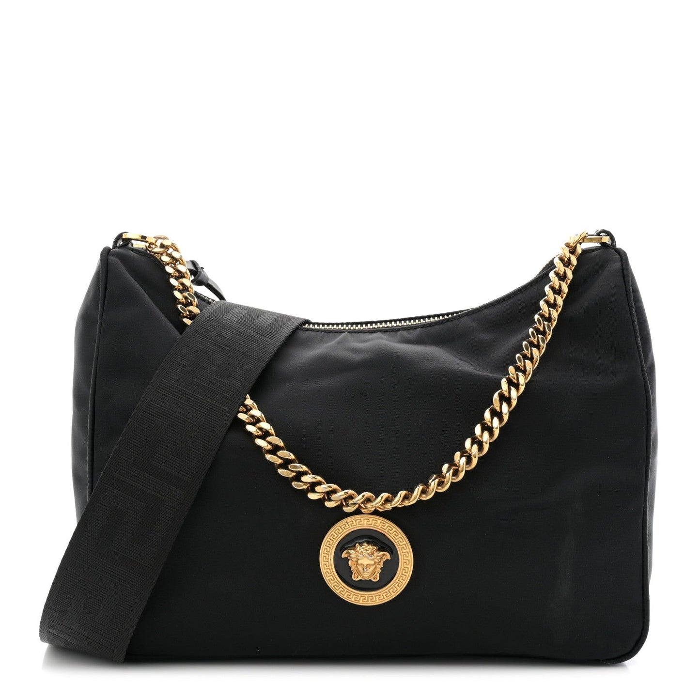 Nylon Tribute Chain Crossbody Shoulder Bag Black