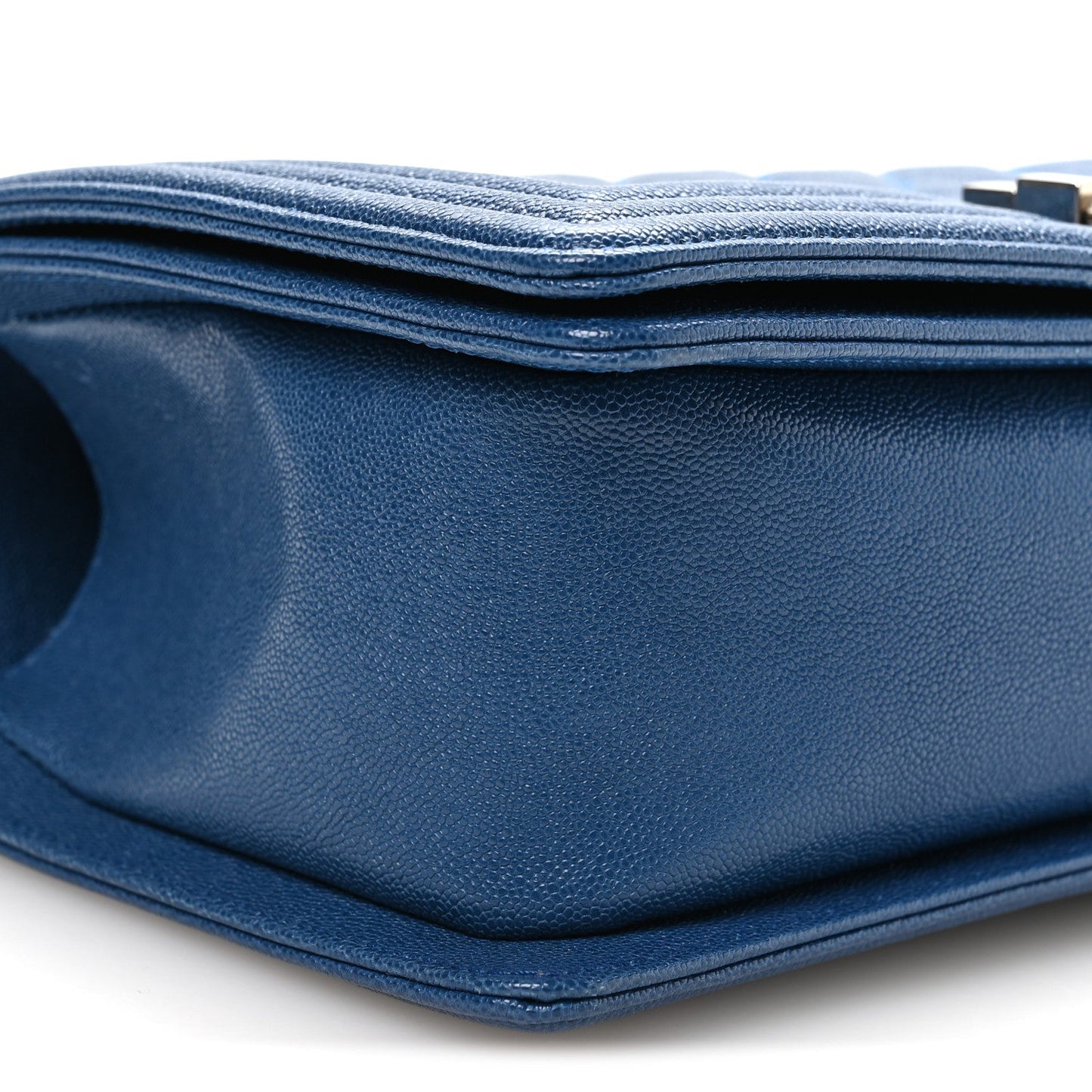 Iridescent Caviar Quilted Medium Boy Flap Blue