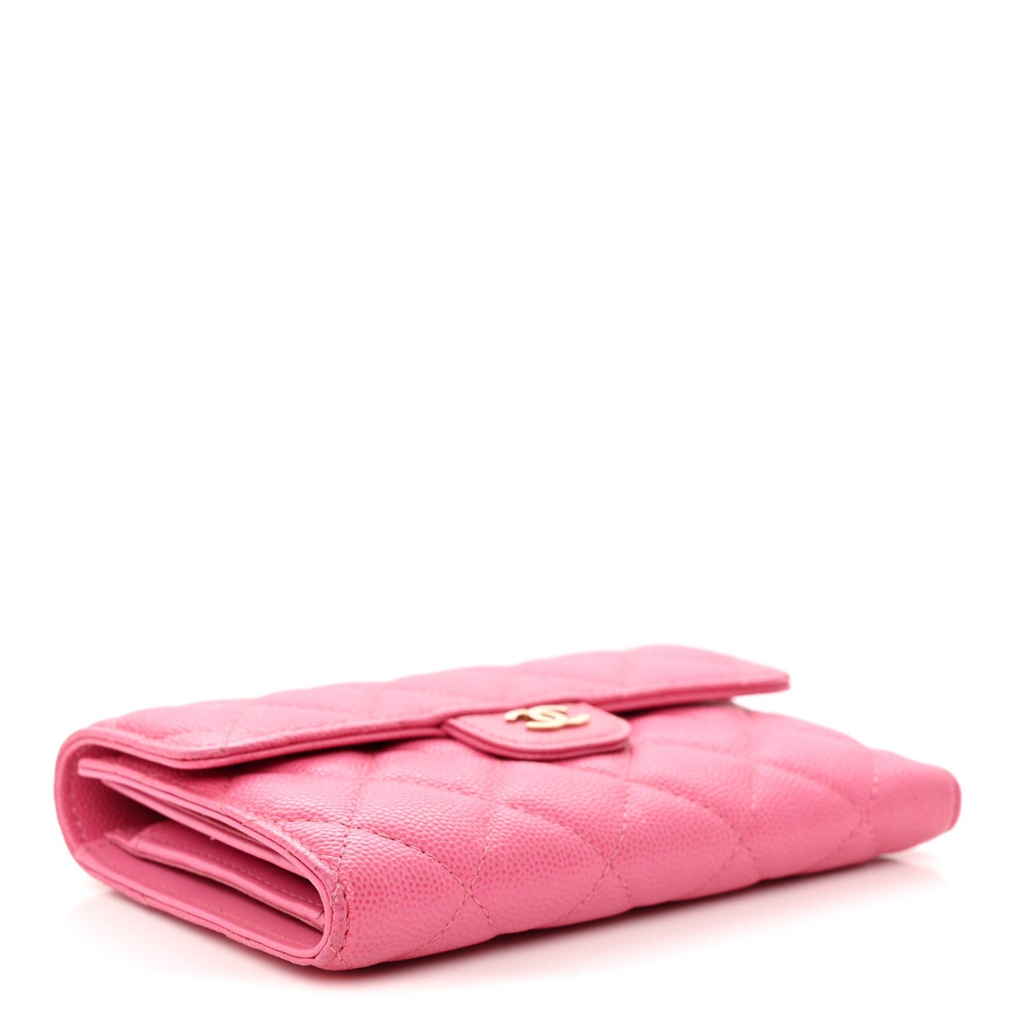 Caviar Quilted Medium Flap Wallet Pink