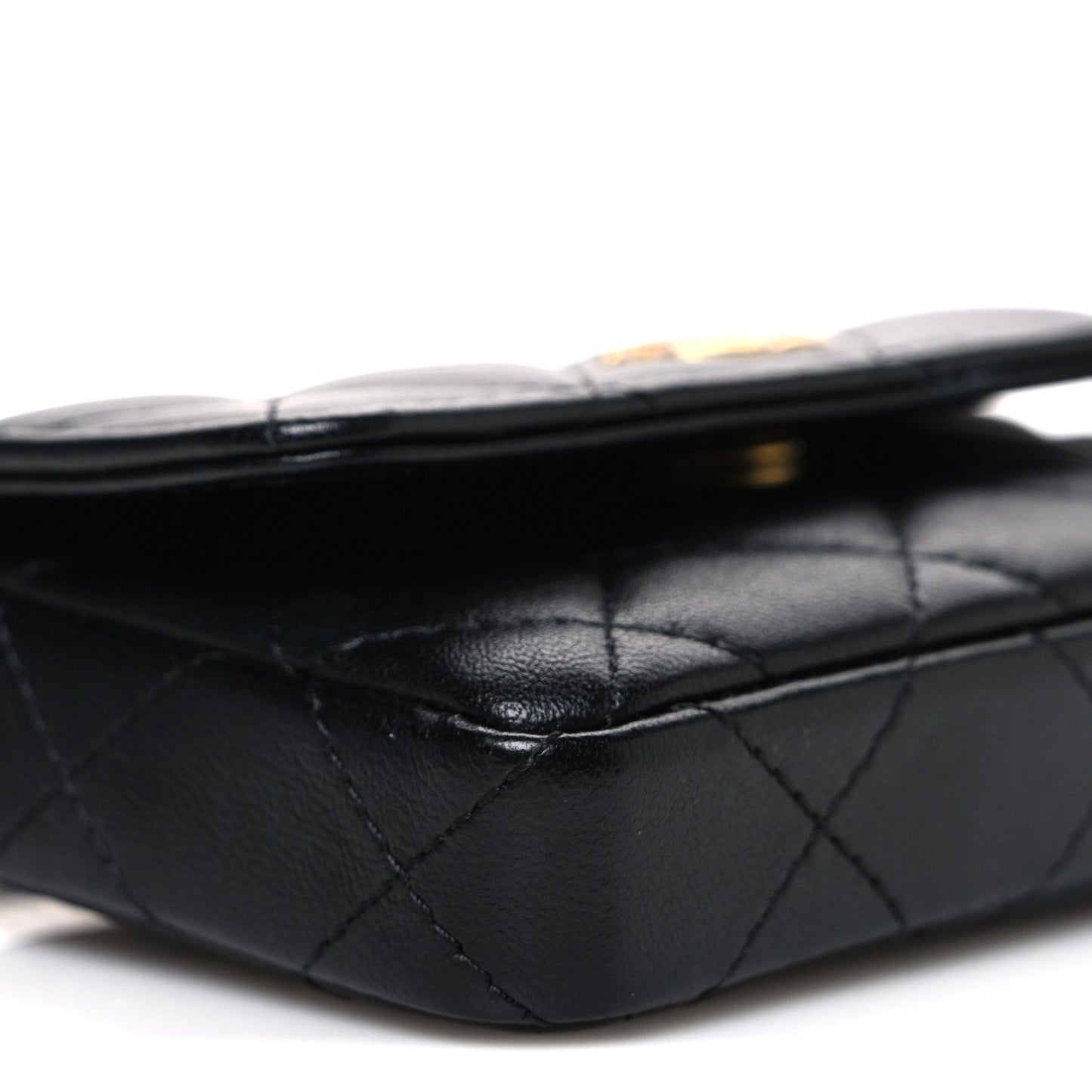 Lambskin Enamel Quilted Coco Hearts Clutch With Chain Black