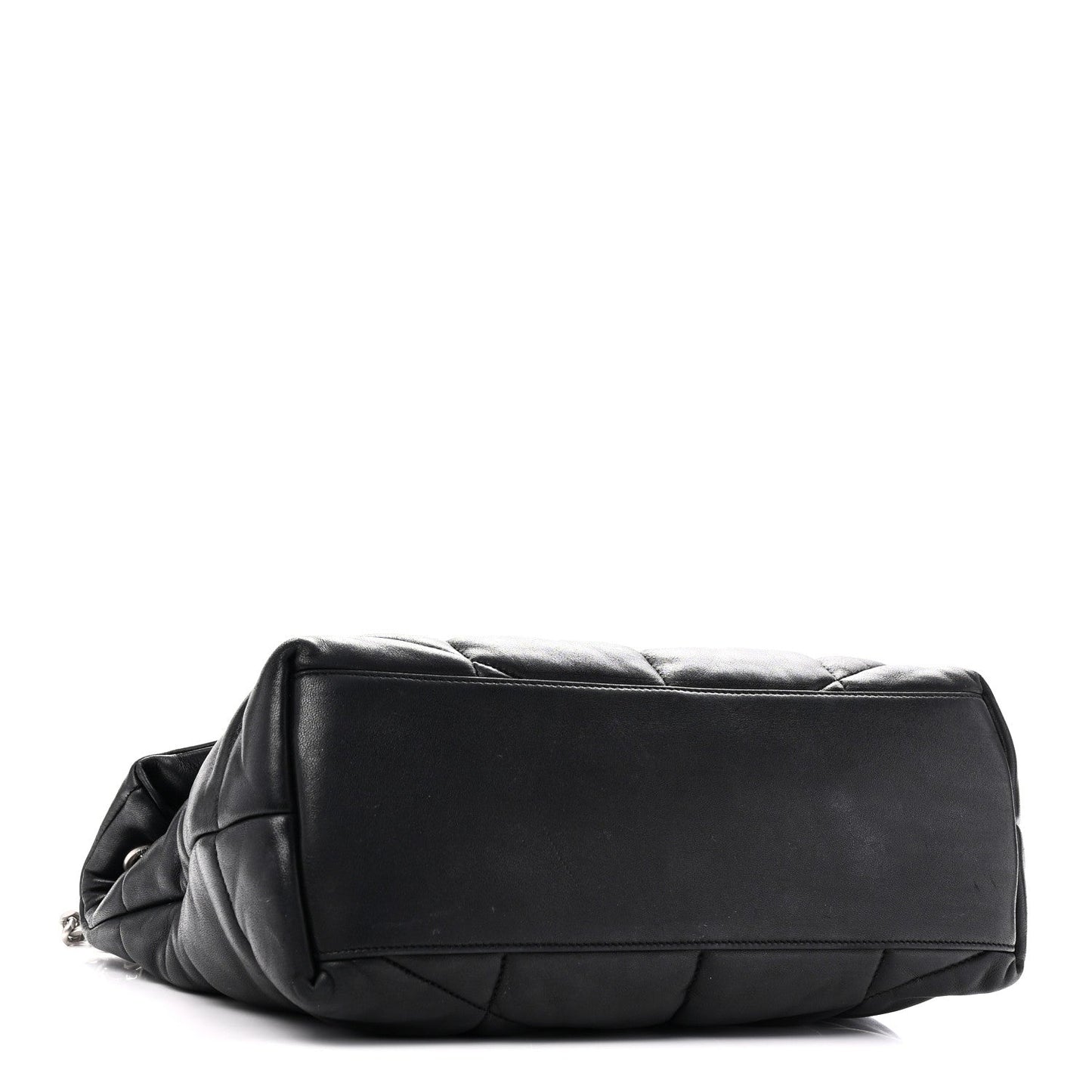 Lambskin Quilted Medium Loulou Puffer Monogram Chain Satchel Black