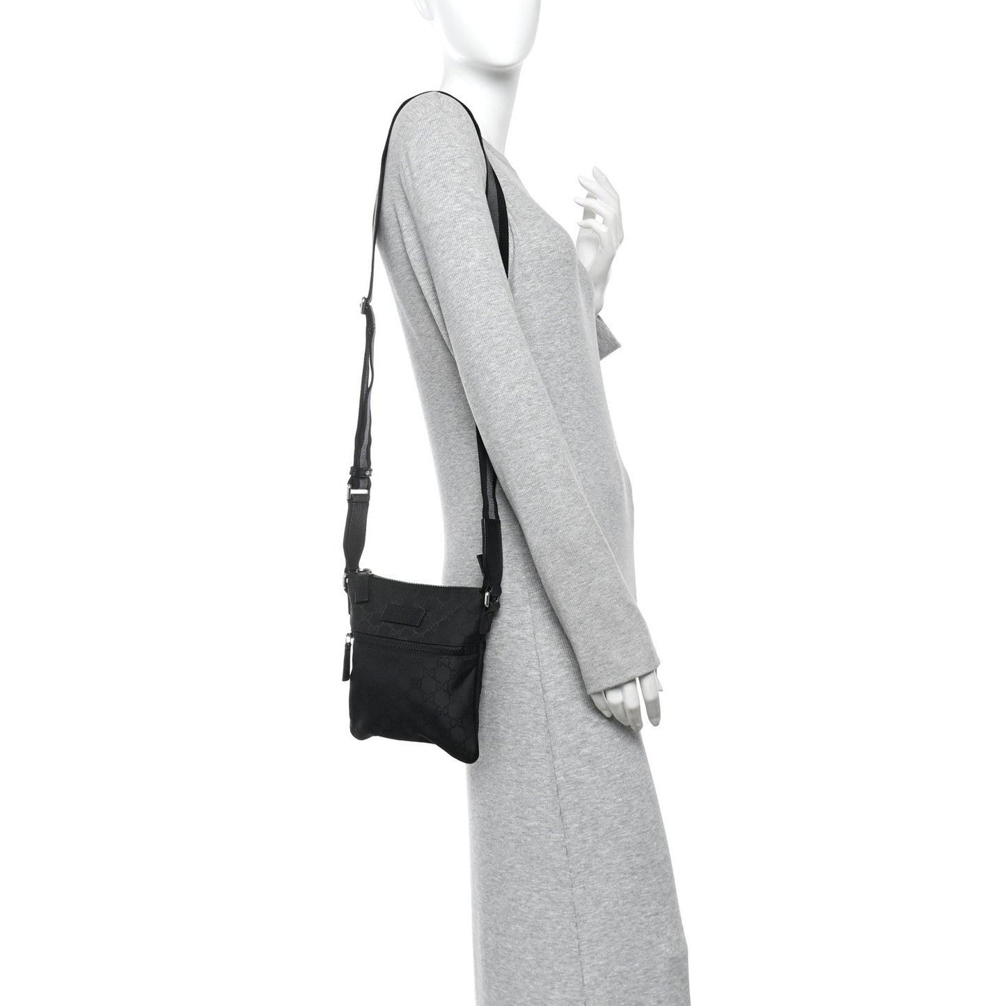 Nylon Monogram Mini Flat Messenger Bag Black