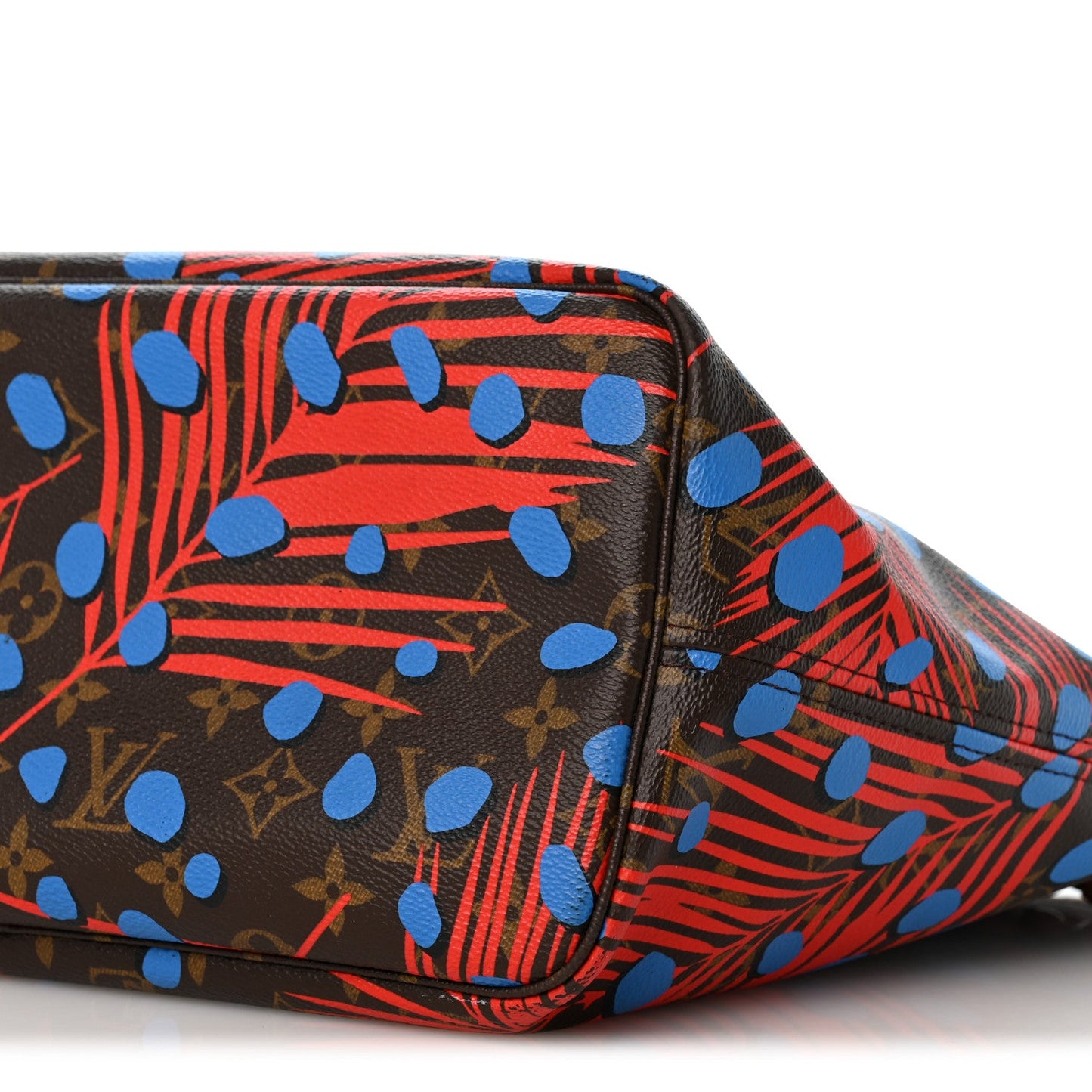 Monogram Jungle Dots Neo Neverfull MM Coquelicot Denim