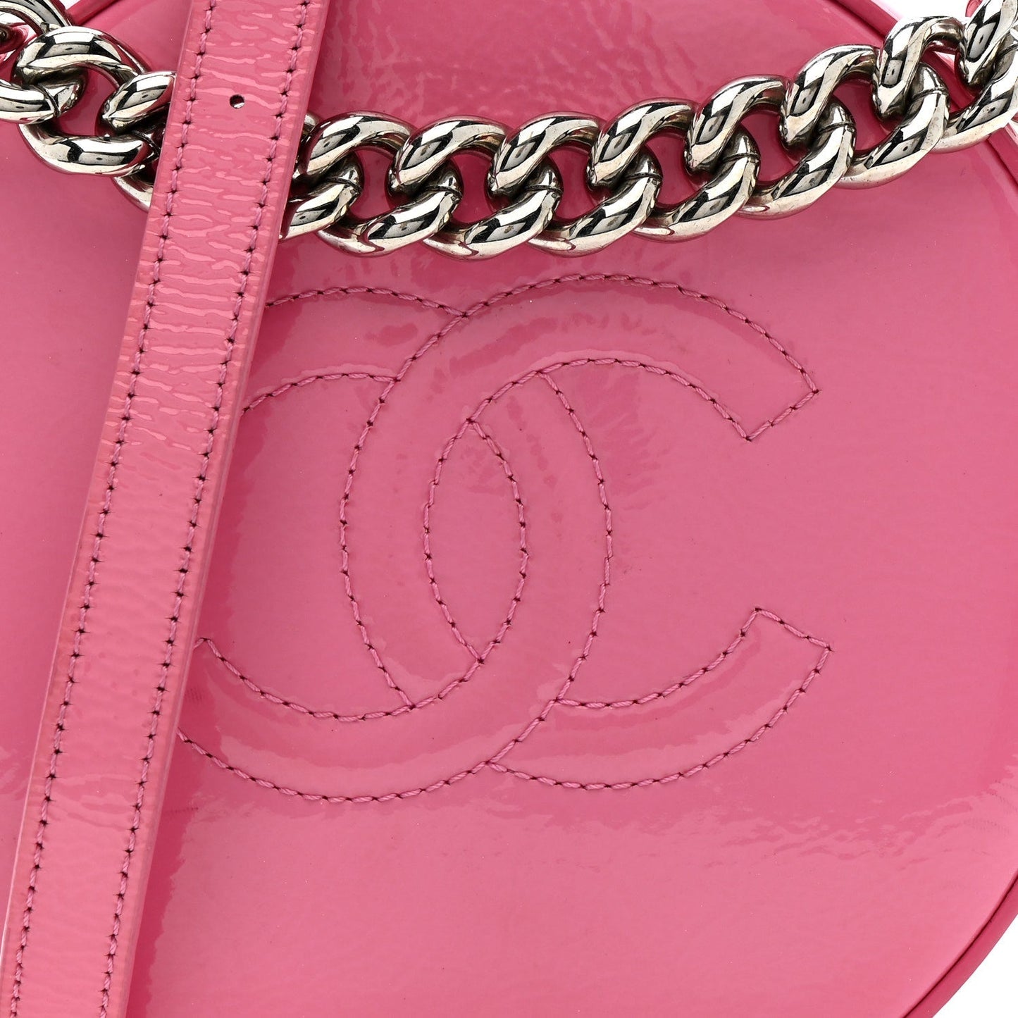 Patent Round As Earth Evening Bag Pink