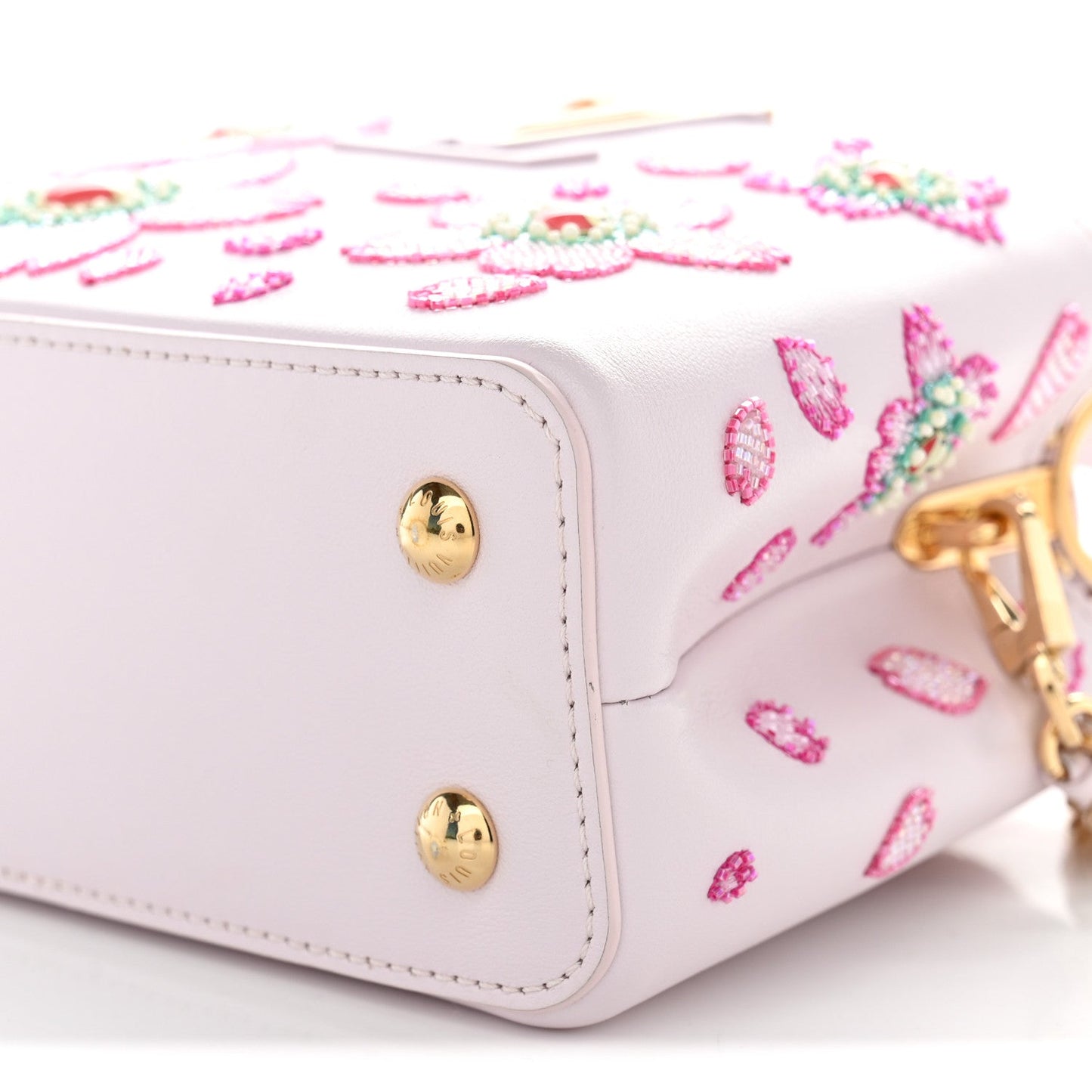 LV X TM Lambskin Beaded Embroidered Mini Cherry Blossom Capucines Pink